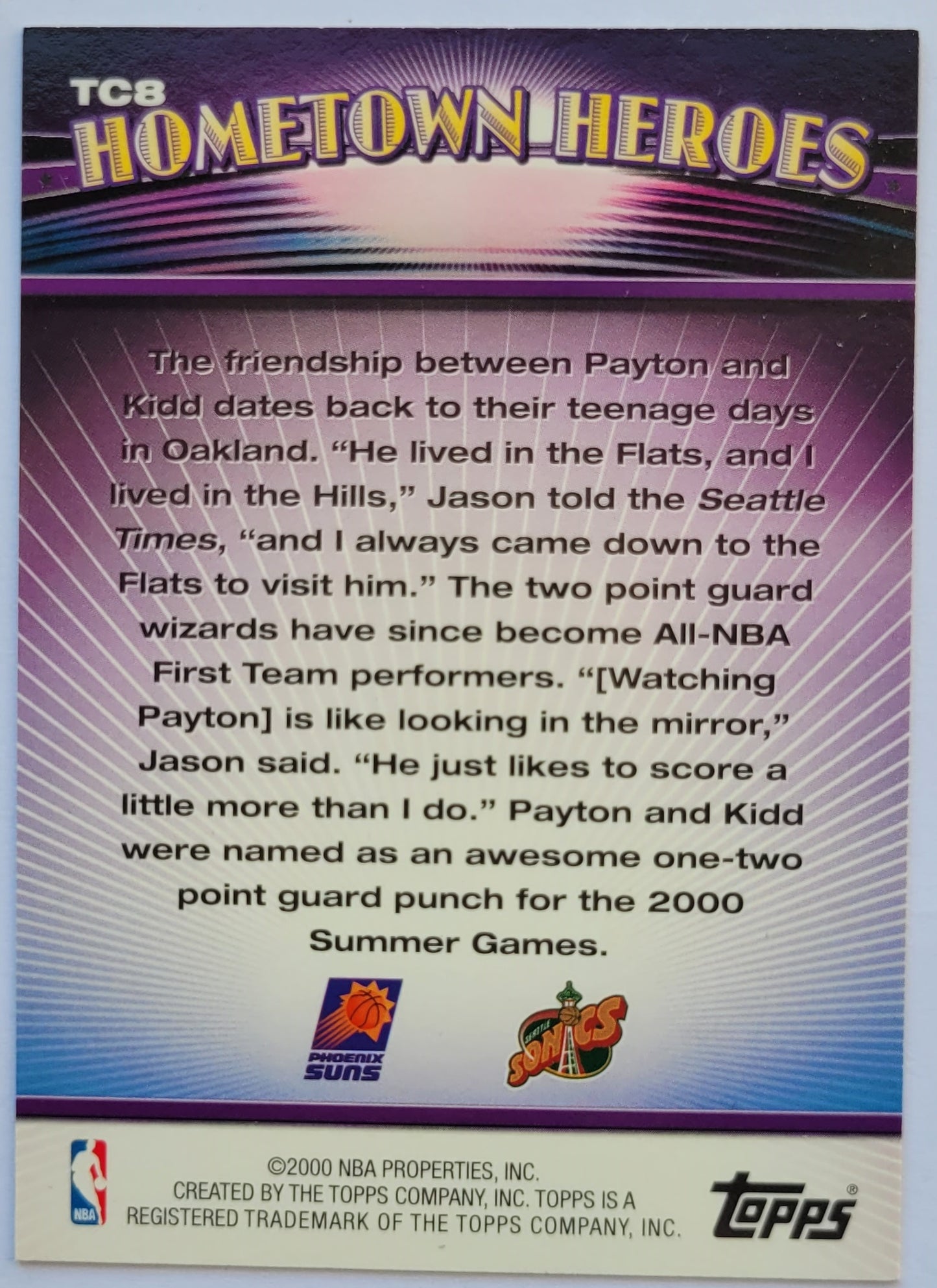 Gary Payton / Jason Kidd - 2000-01 Topps Combos #TC8