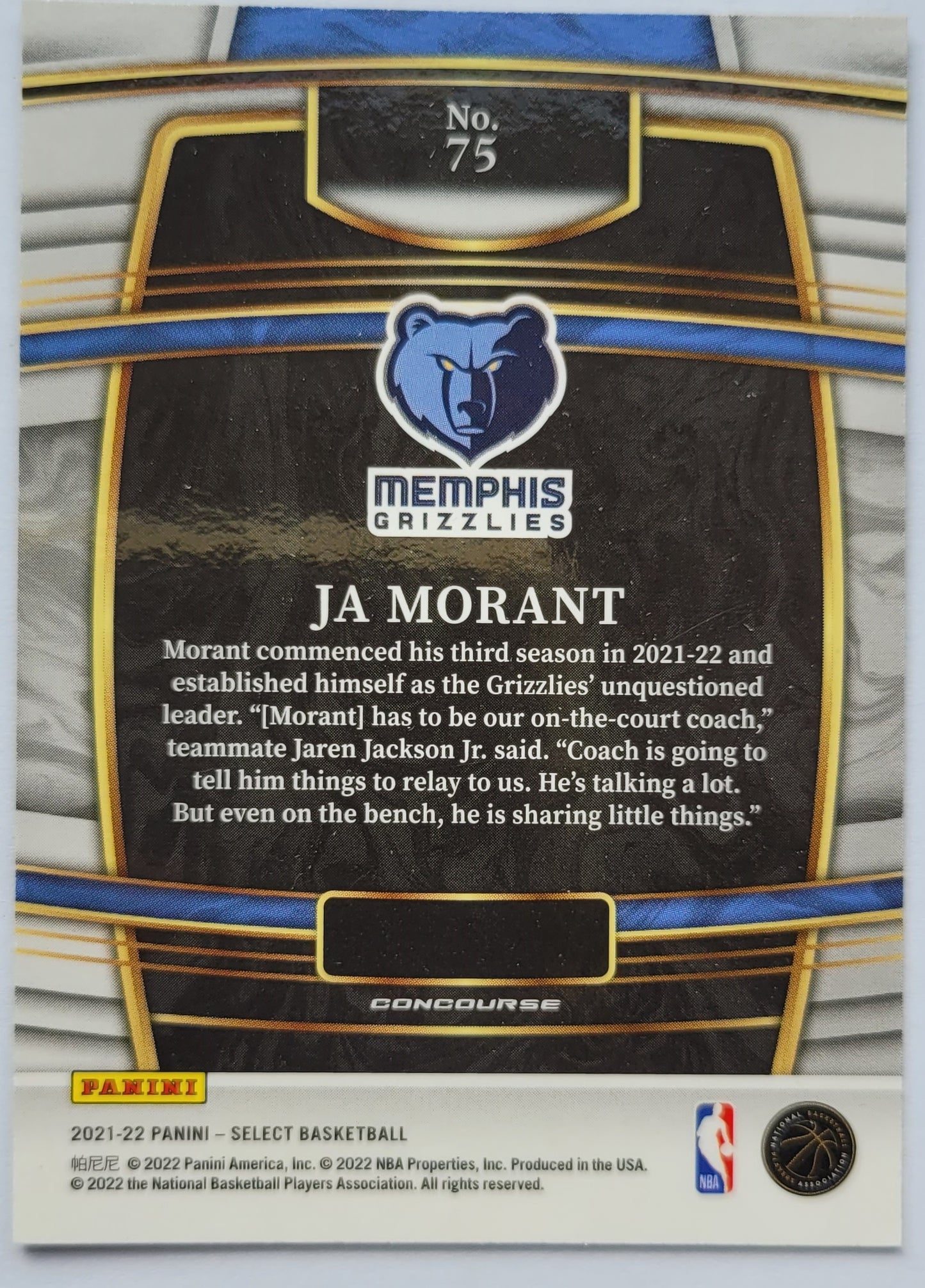 Ja Morant - 2021-22 Select Blue #75