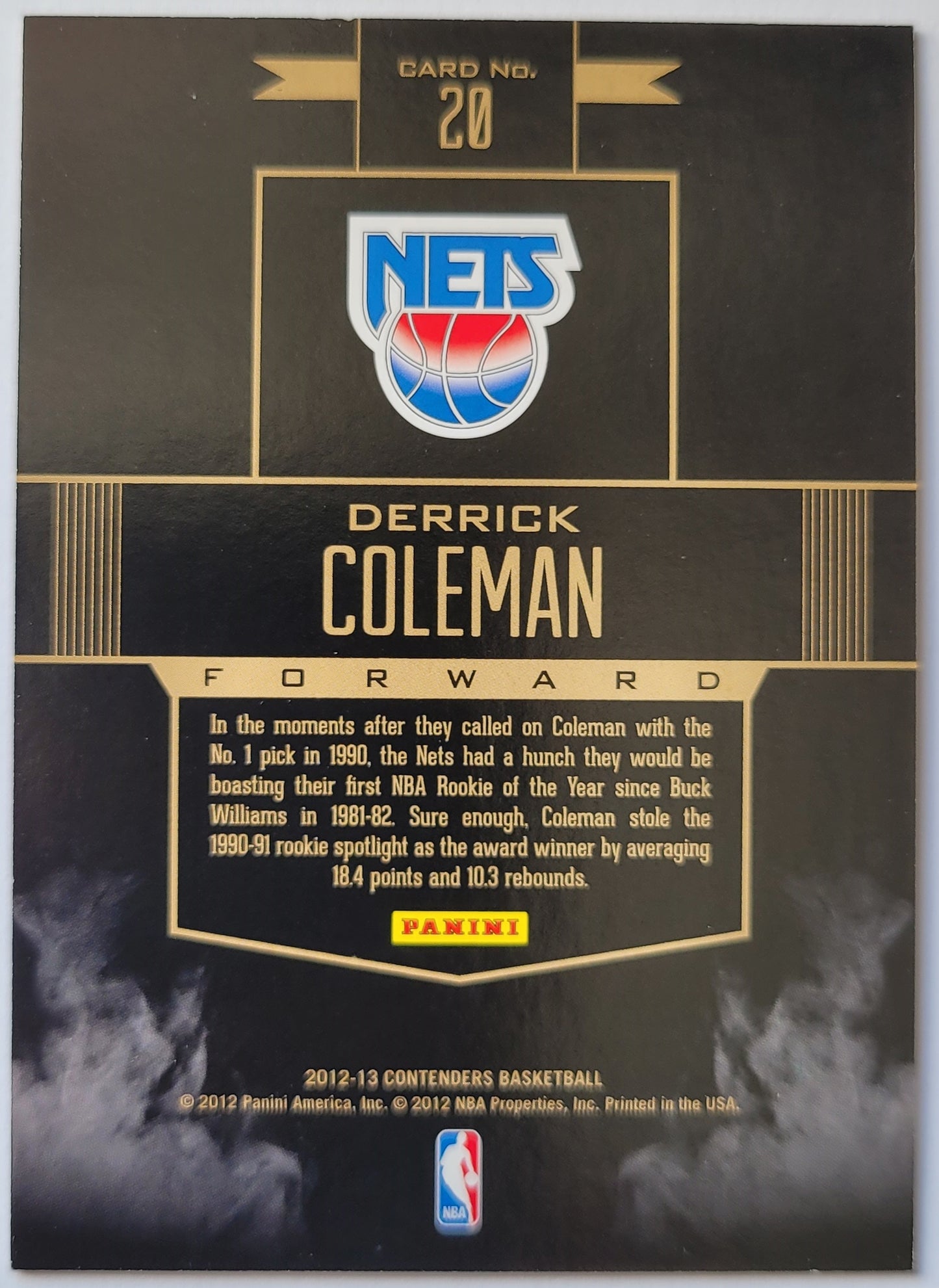 Derrick Coleman - 2012-13 Panini Contenders Rookie Remembrance #20