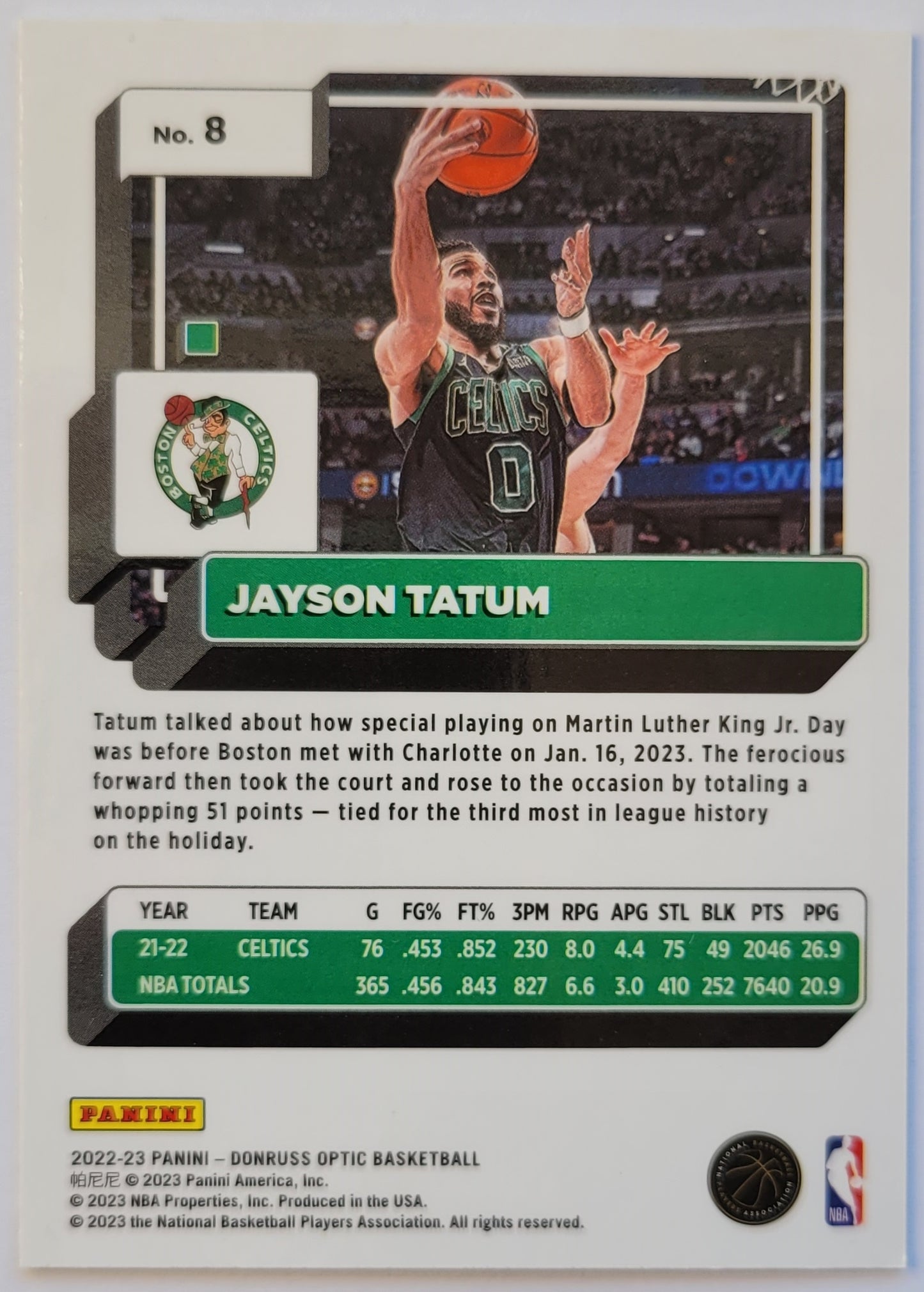 Jayson Tatum - 2022-23 Donruss Optic #8