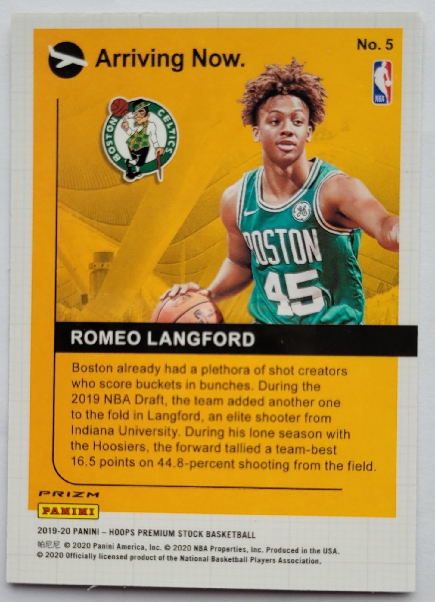 Romeo Langford - 2019-20 Hoops Premium Stock Arriving Now Holo #5