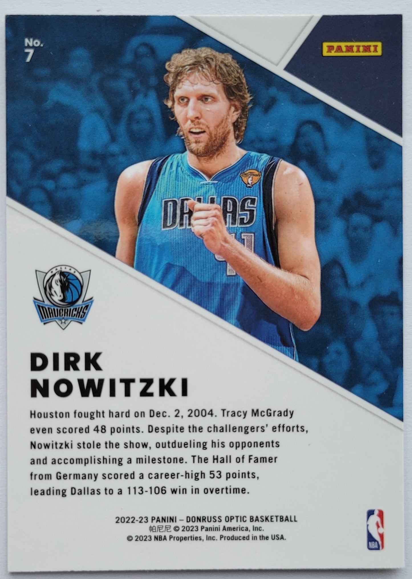 Dirk Nowitzki - 2022-23 Donruss Optic Winner Stays #7