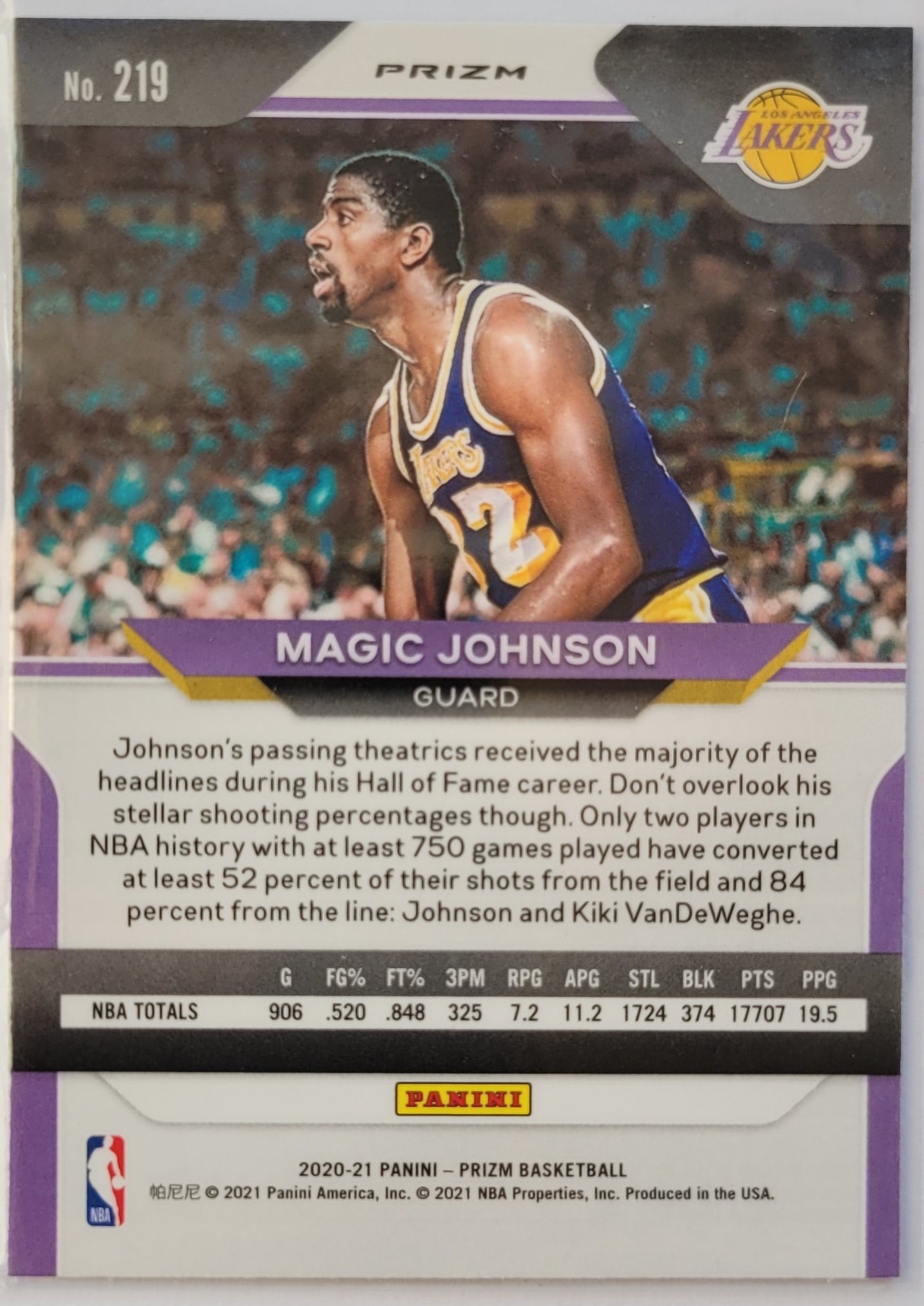 Magic Johnson - 2020-21 Panini Prizm Prizms Silver #219