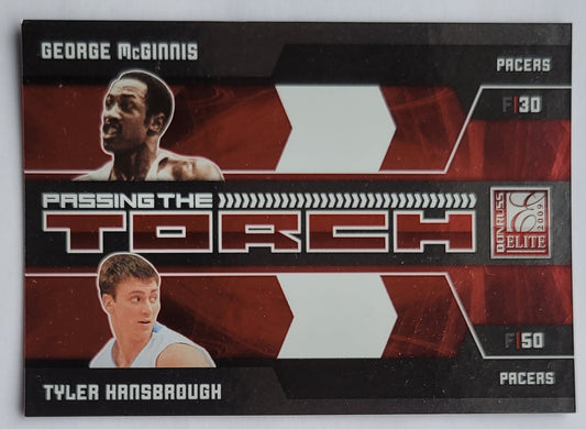 George McGinnis / Tyler Hansbrough - 2009-10 Donruss Elite Passing the Torch Red #14 - 014/249