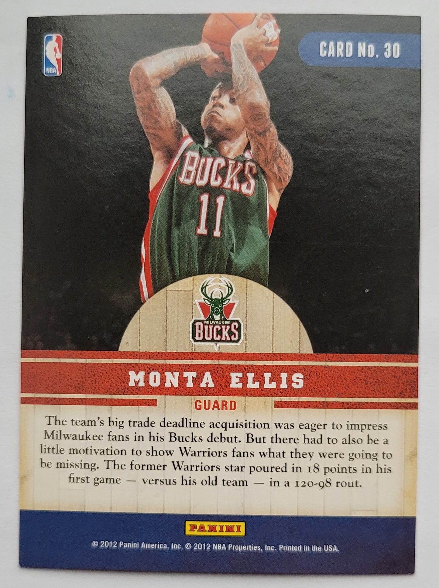 Monta Ellis - 2011-12 Panini Past and Present Changing Times #30