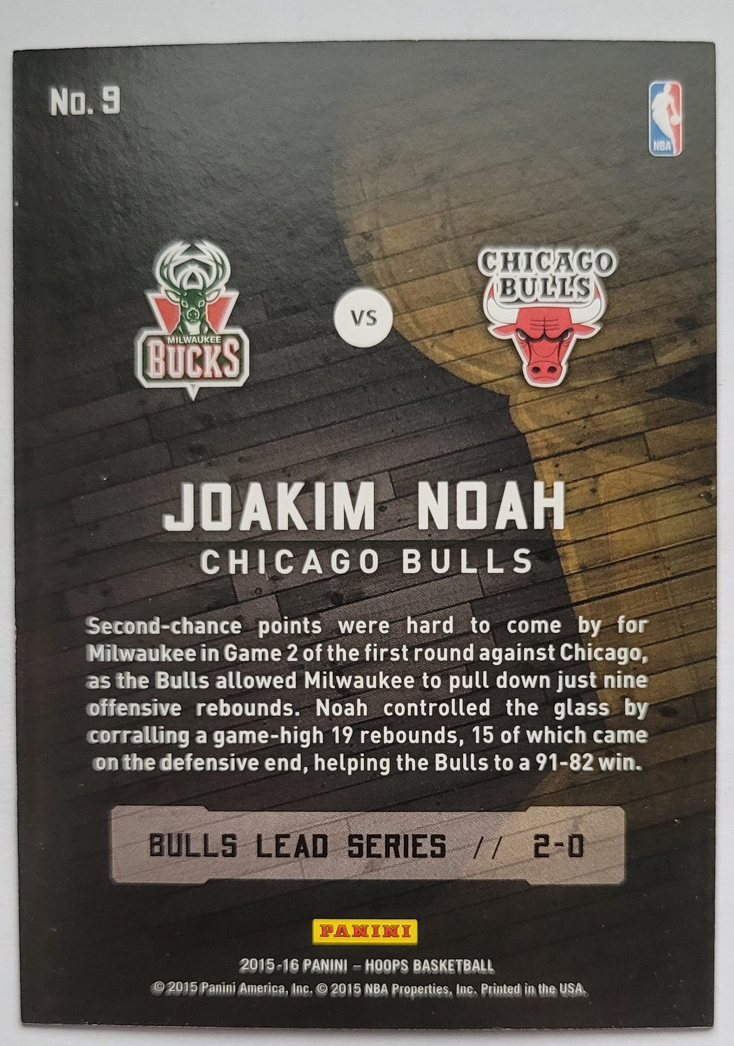 Joakim Noah - 2015-16 Hoops Road to the Finals #9 R1 - 1517/2015