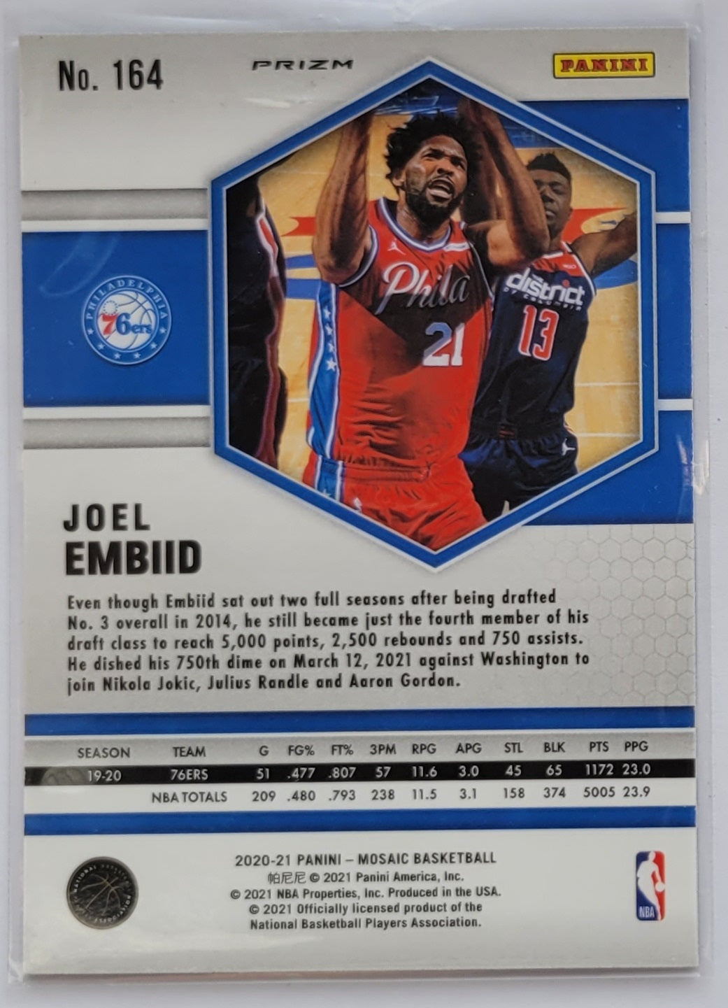 Joel Embiid - 2020-21 Panini Mosaic Mosaic Reactive Blue #164