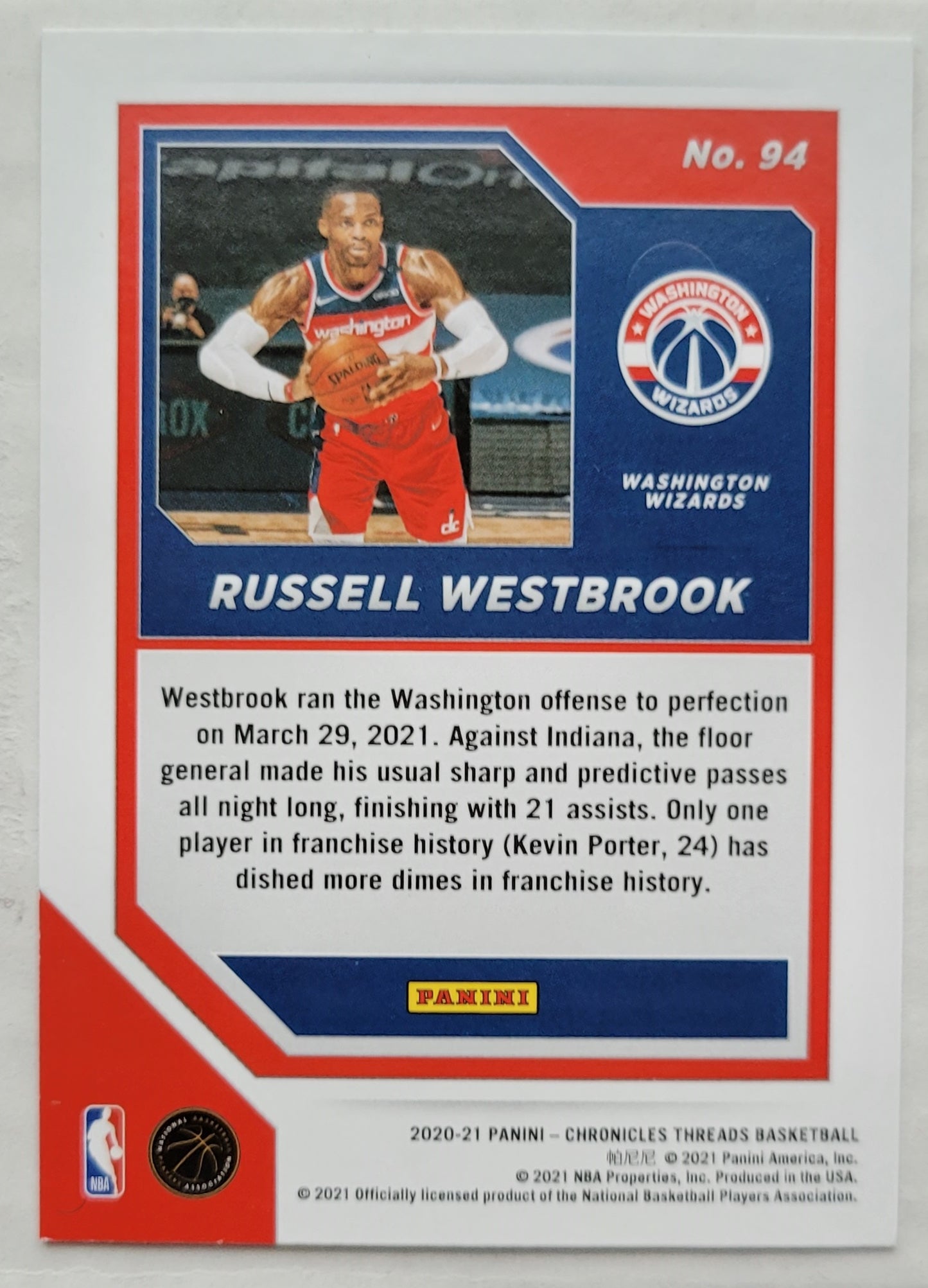 Russell Westbrook - 2020-21 Panini Chronicles Pink #94 Threads