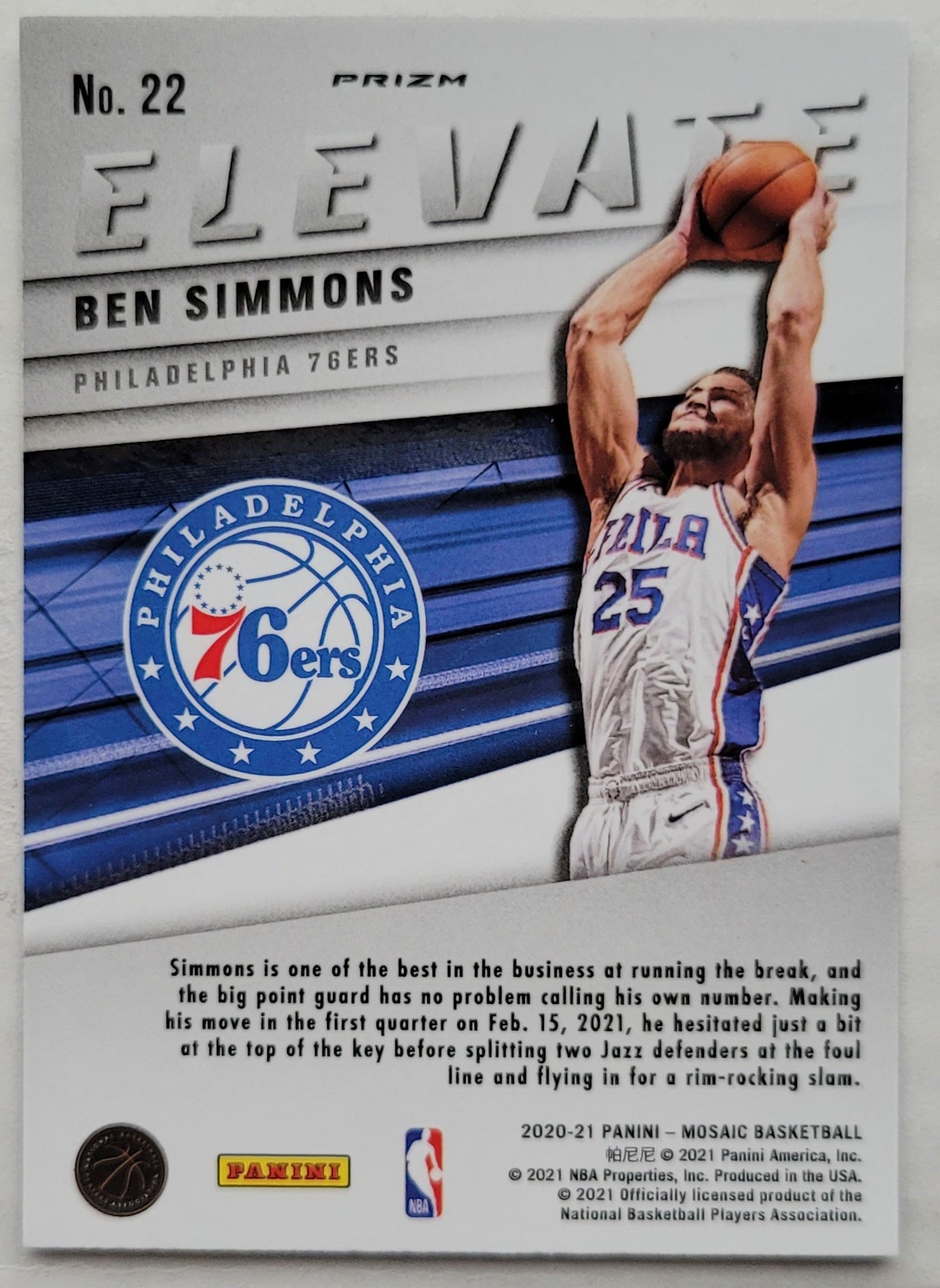 Ben Simmons - 2020-21 Panini Mosaic Elevate Mosaic #22
