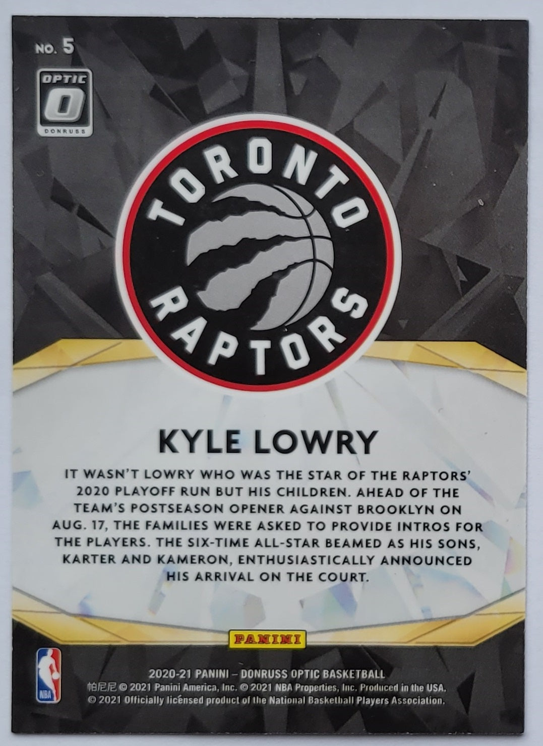 Kyle Lowry - 2020-21 Donruss Optic Winner Stays #5