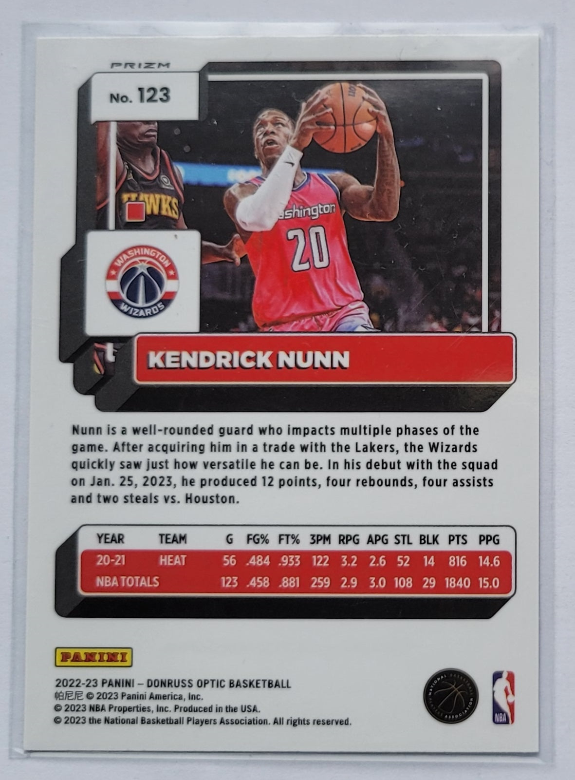 Kendrick Nunn - 2022-23 Donruss Optic Basketballs Parallel #123