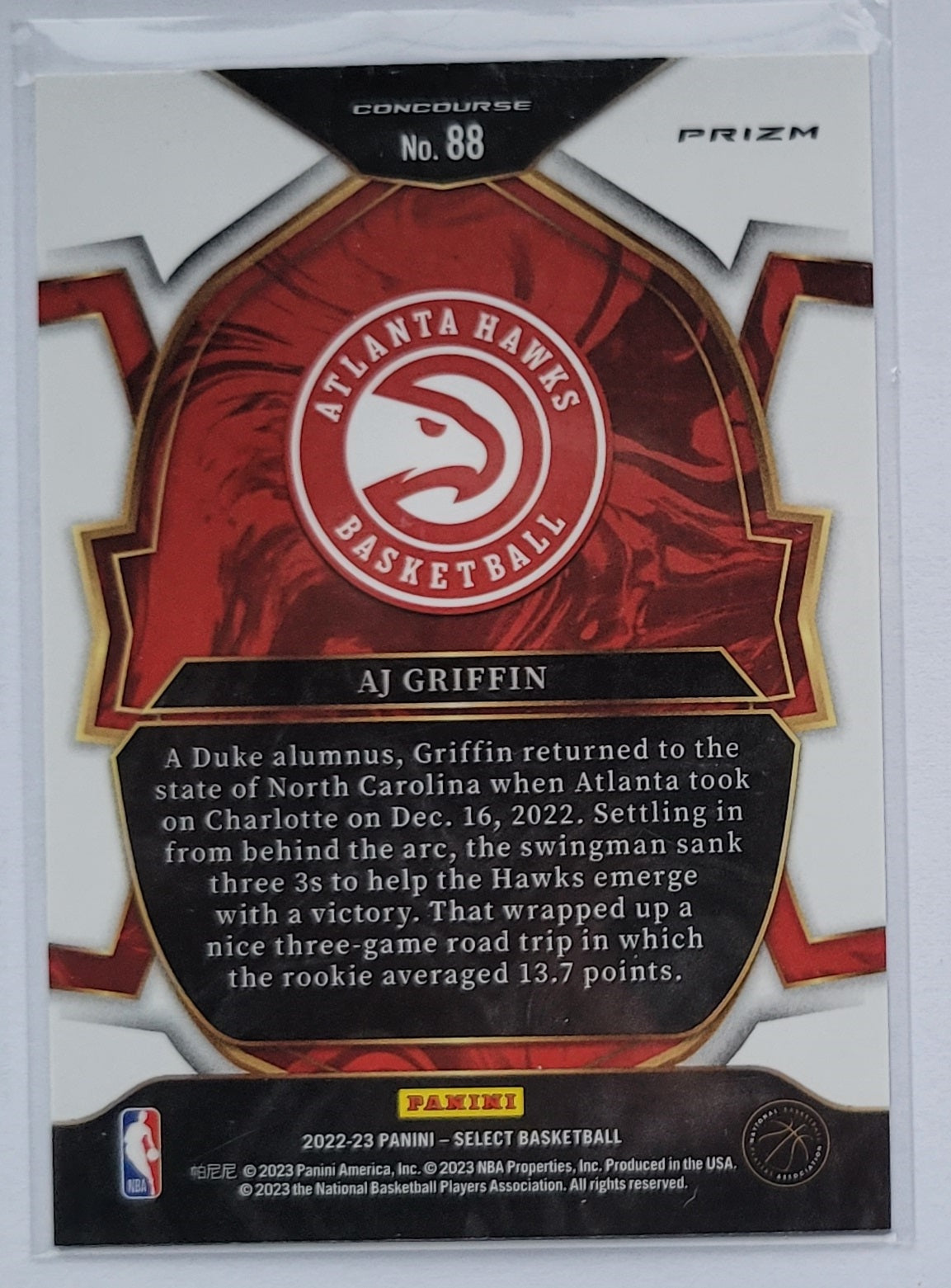 AJ Griffin - 2022-23 Select Prizms Silver #88 RC
