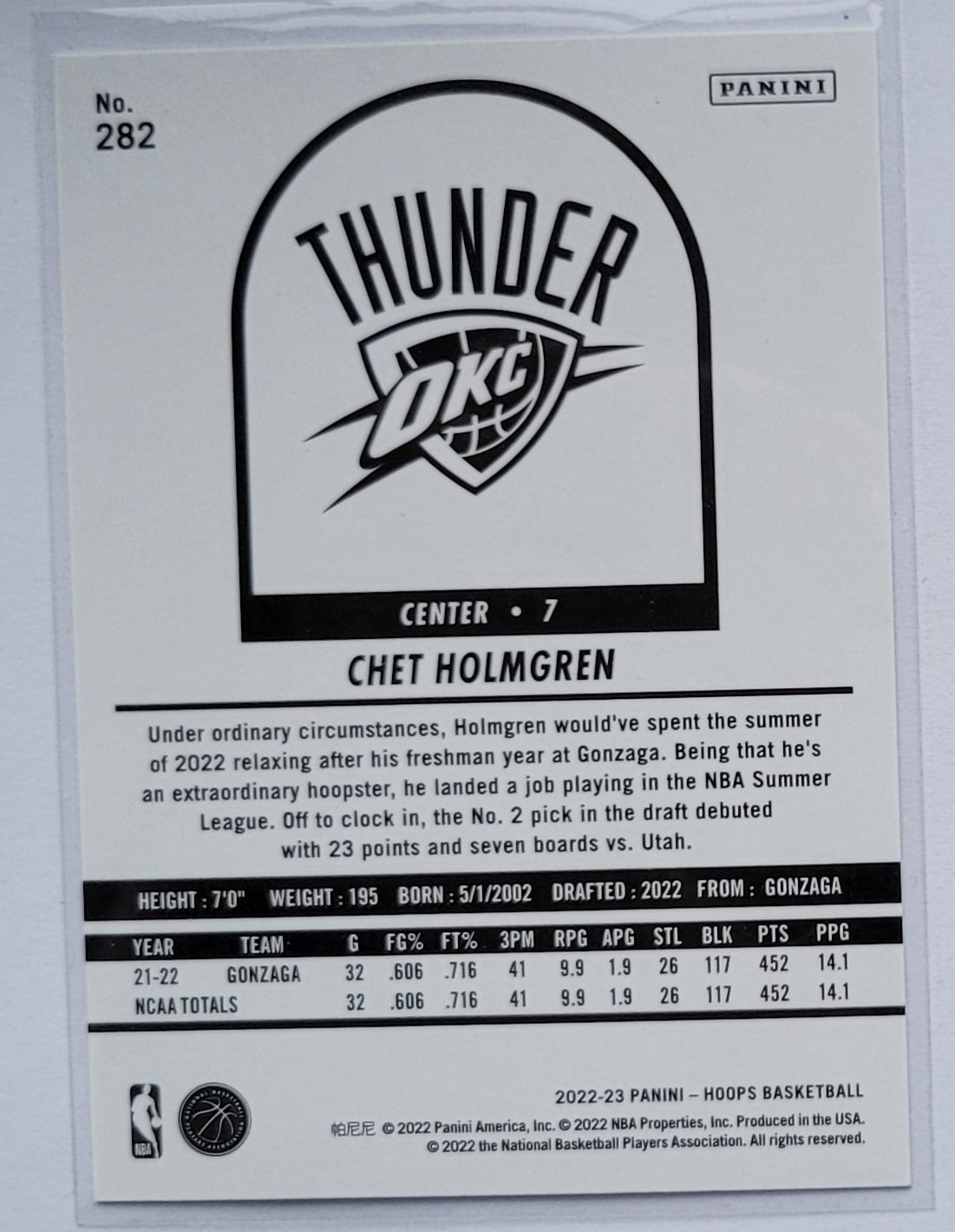 Chet Holmgren - 2022-23 Hoops Winter #282 RC