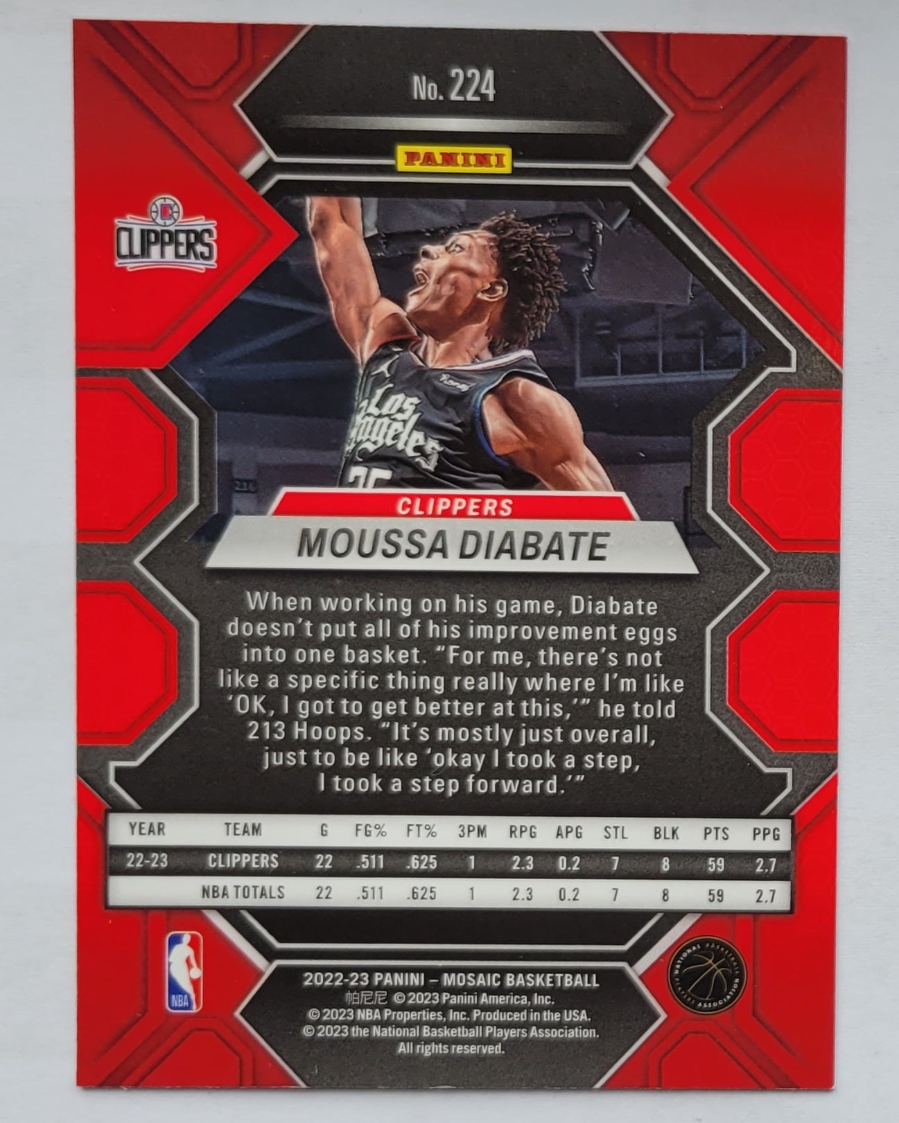 Moussa Diabate - 2022-23 Panini Mosaic #224 RC