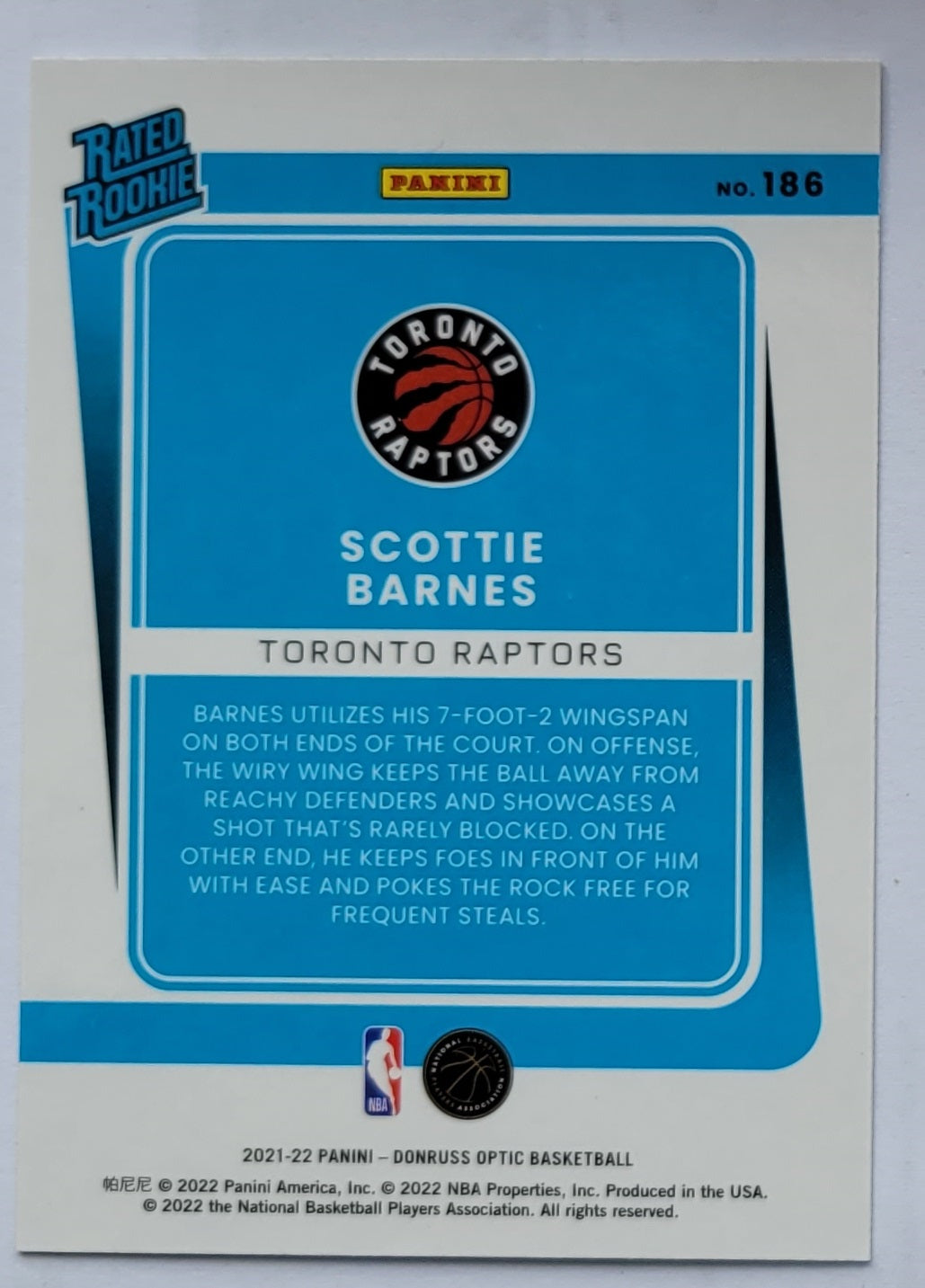 Scottie Barnes - 2021-22 Donruss Optic #186 RC