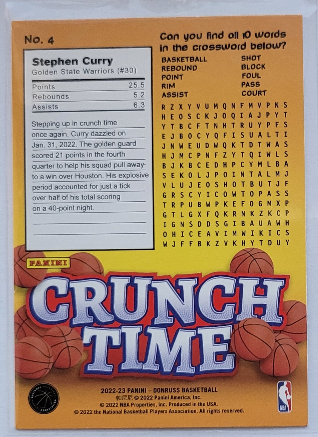 Stephen Curry - 2022-23 Donruss Crunch Time #4
