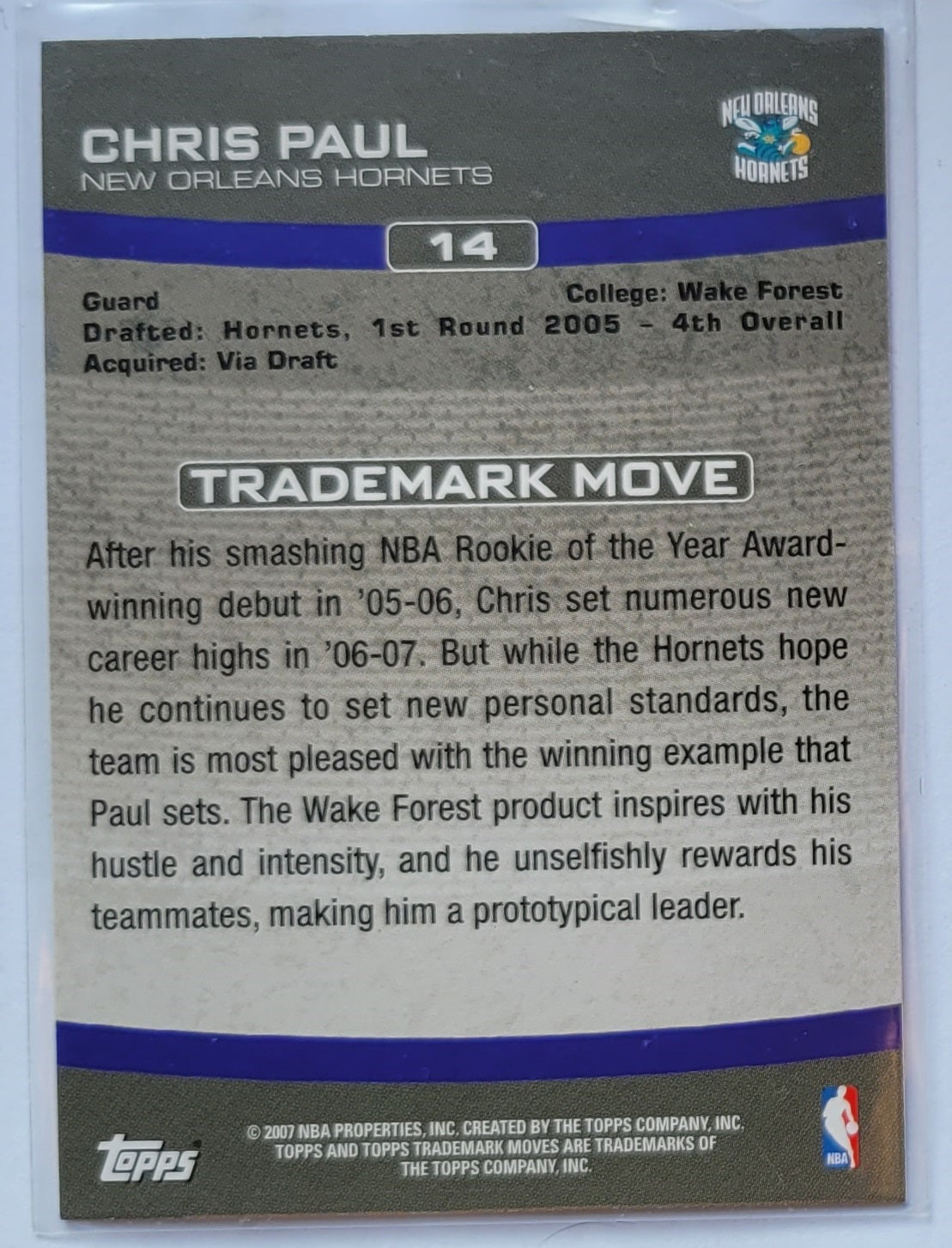 Chris Paul - 2007-08 Topps Trademark Moves #14