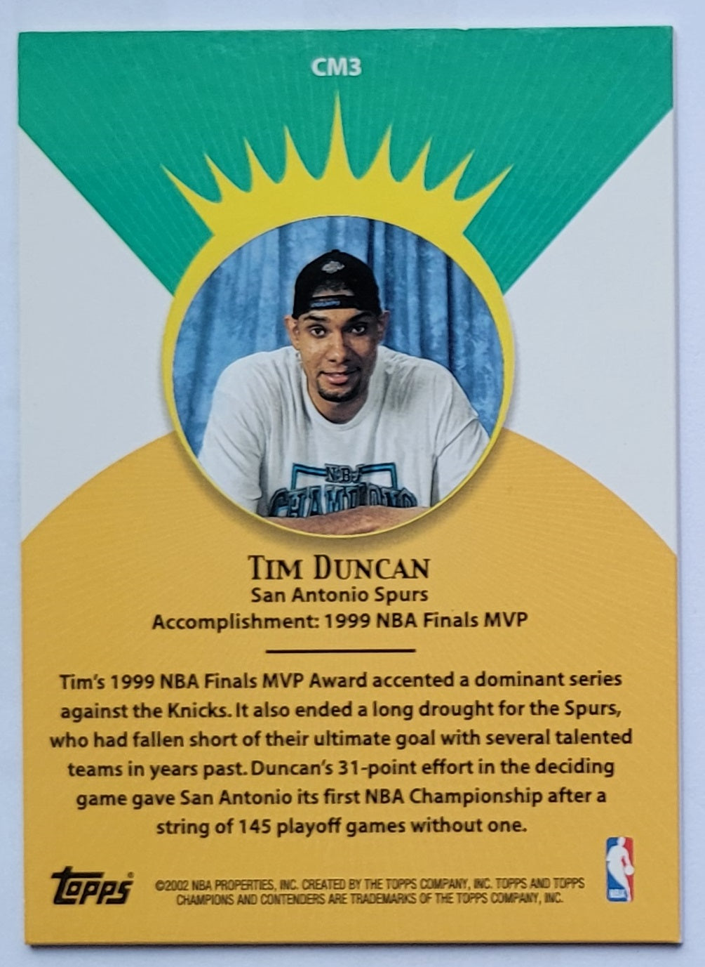 Tim Duncan - 2001-02 Topps TCC Crowning Moment #CM3