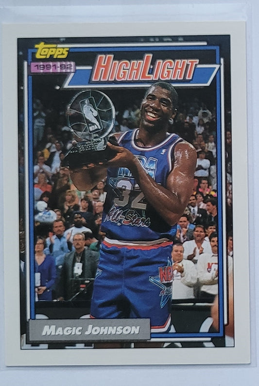 Magic Johnson - 1992-93 Topps #2 HL Earvin's Magical Moment 2/9/92