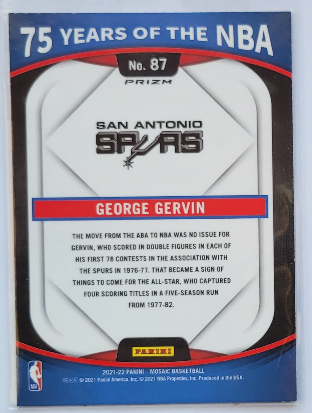 George Gervib - 2021-22 Panini 75 Years of the NBA Prizms Silver #87 Mosaic