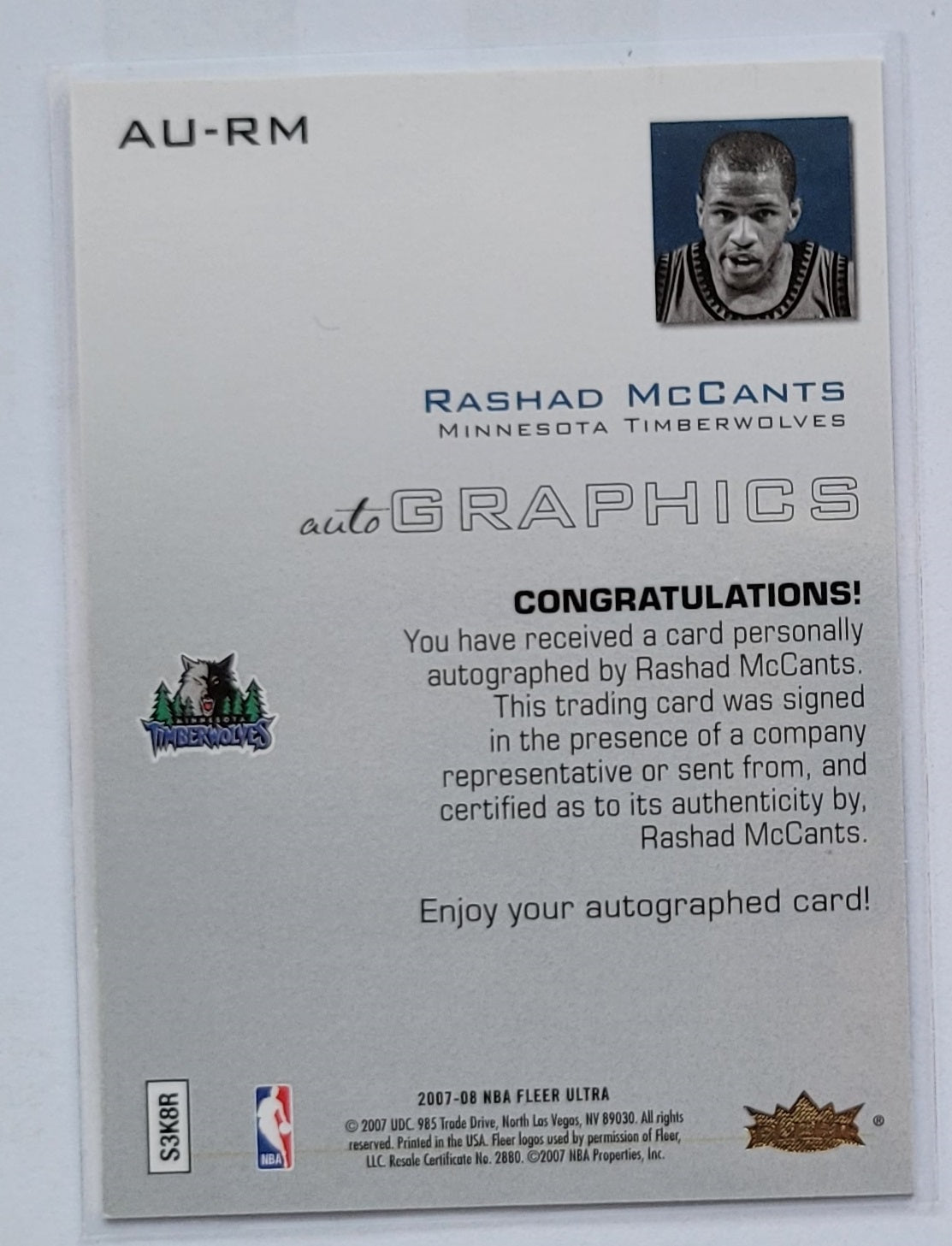 Rashad McCants - 2007-08 Ultra SE Autographics Black #AURM