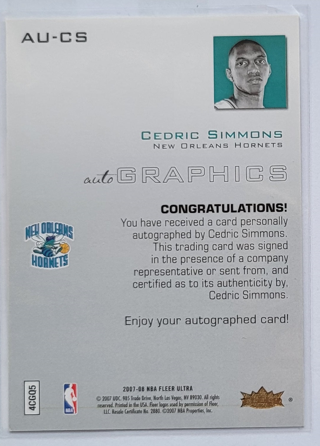 Cedric Simmons - 2007-08 Ultra SE Autographics Black #AUCS