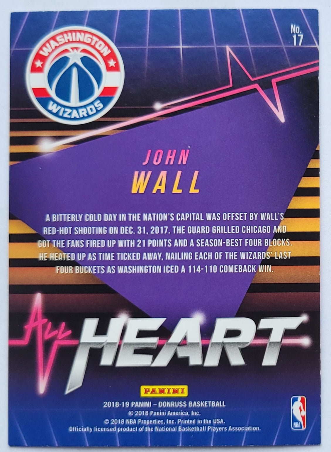John Wall - 2018-19 Donruss All Heart Press Proof #17