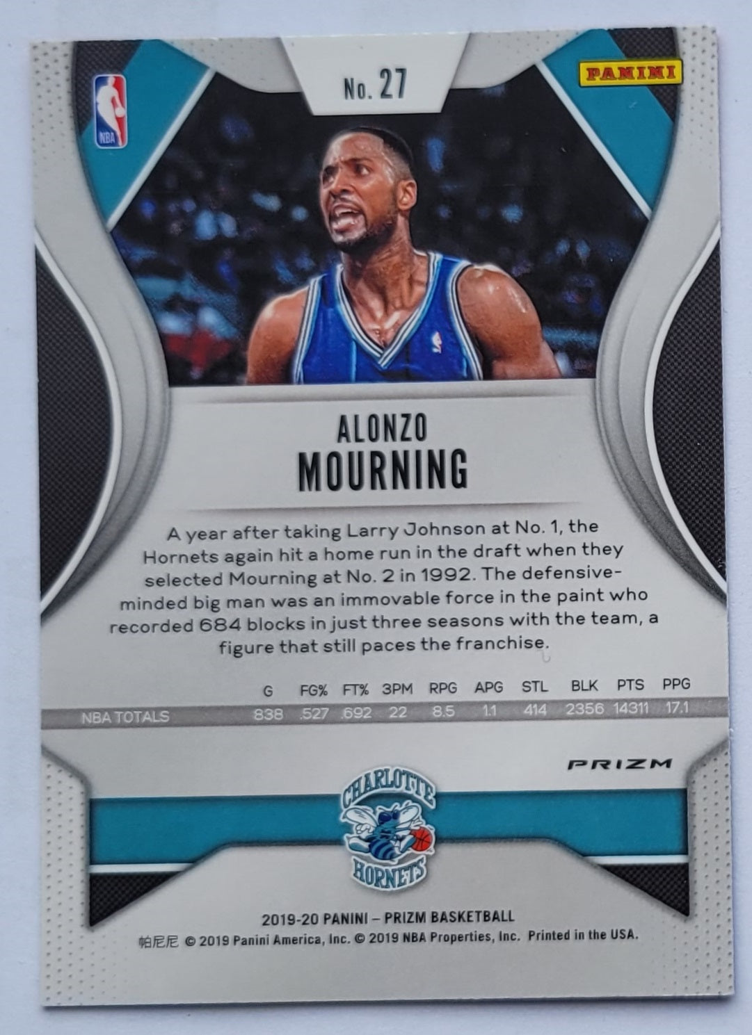 Alonzo Mourning - 2019-20 Panini Prizm Prizms Red White and Blue #27