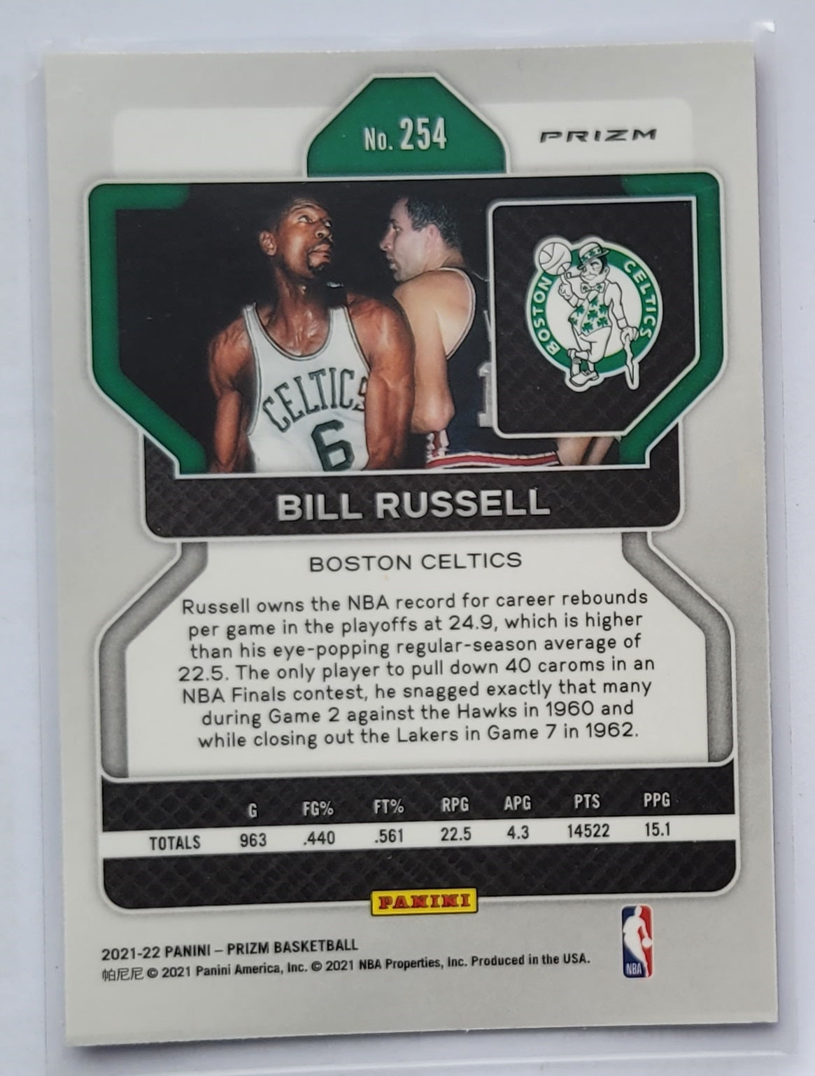 Bill Russell - 2021-22 Panini Prizm Prizms Red White and Blue #254
