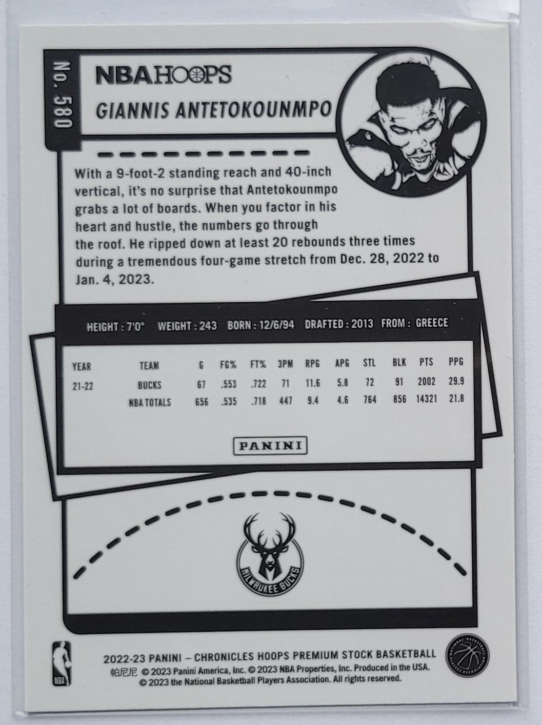 Giannis Antetokounmpo - 2022-23 Panini Chronicles #580 Hoops Premium Stock