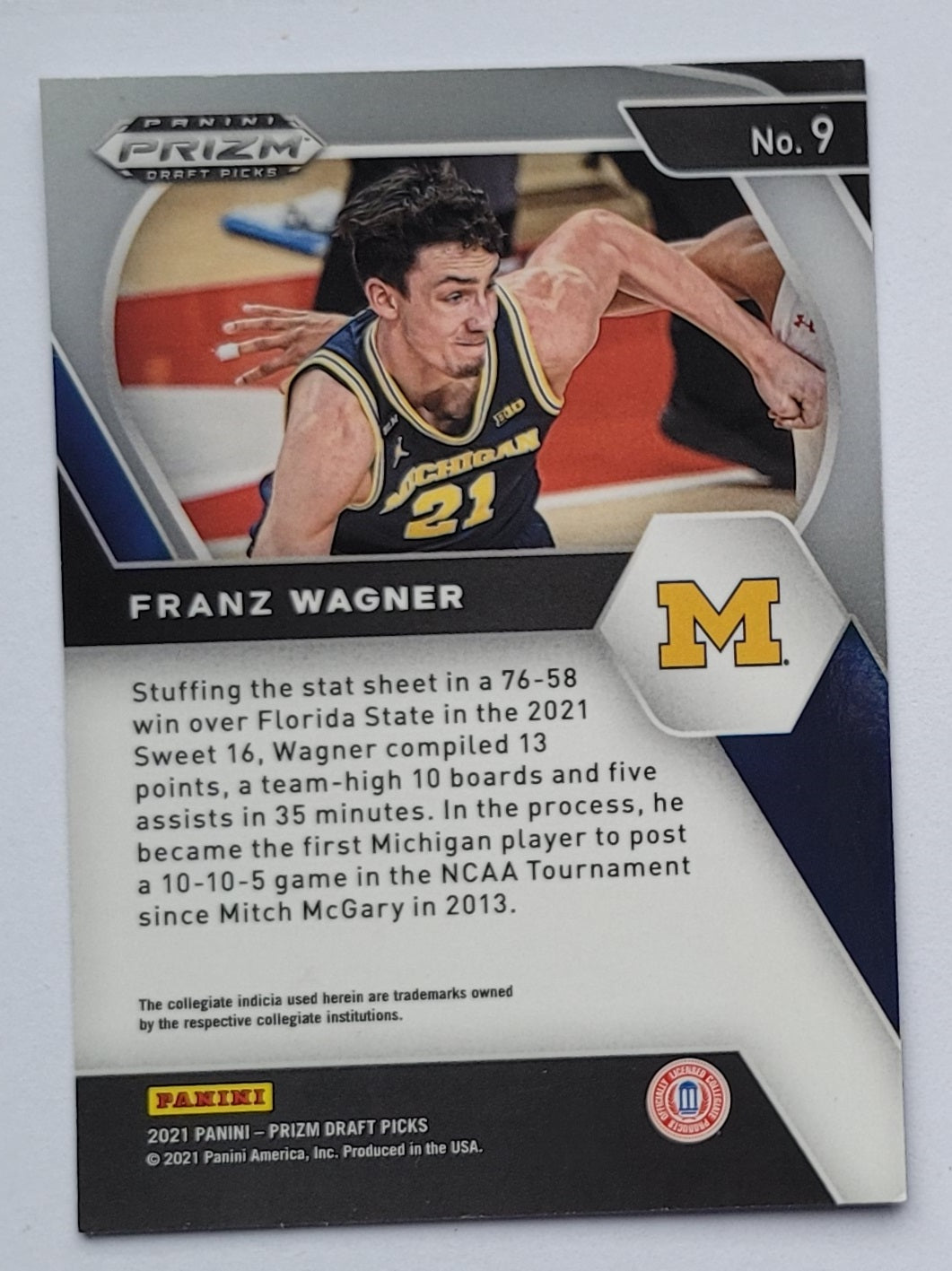 Franz Wagner - 2021-22 Panini Prizm Draft Picks #9 RC