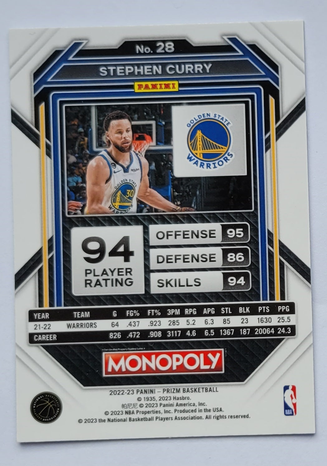 Stephen Curry - 2022-23 Panini Prizm Monopoly #28