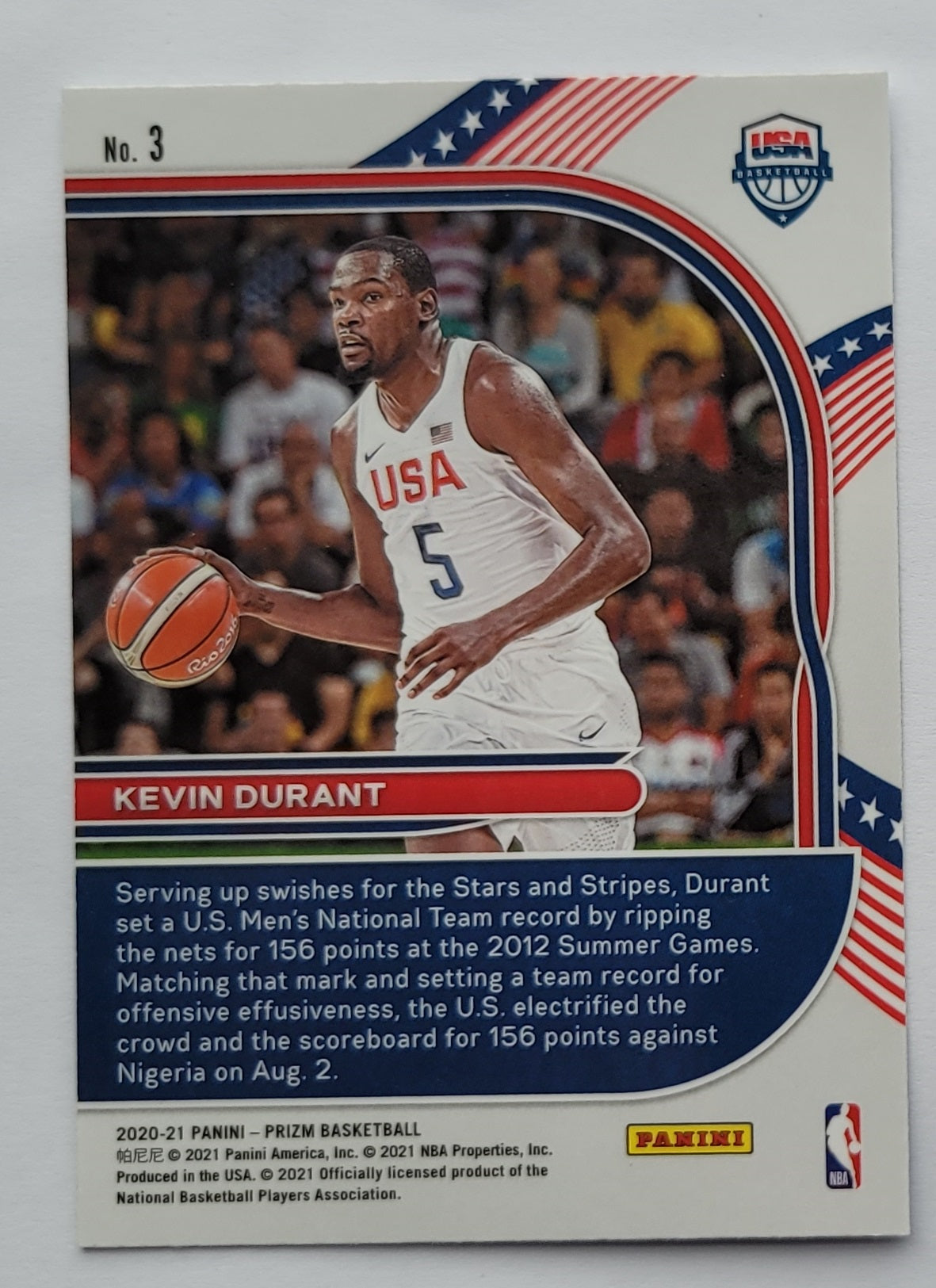 Kevin Durant -  2020-21 Panini Prizm USA Basketball #3