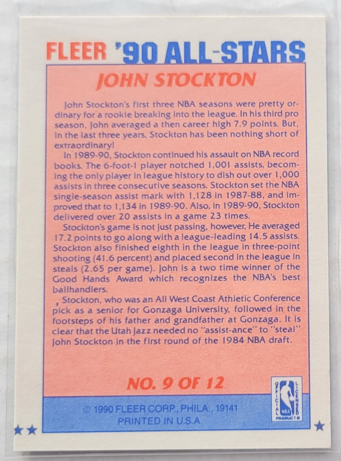 John Stockton - 1990-91 Fleer All-Stars #9