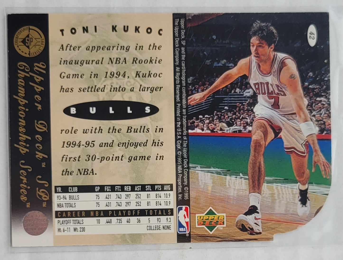 Toni Kukoc - 1994-95 SP Championship Die Cuts #42