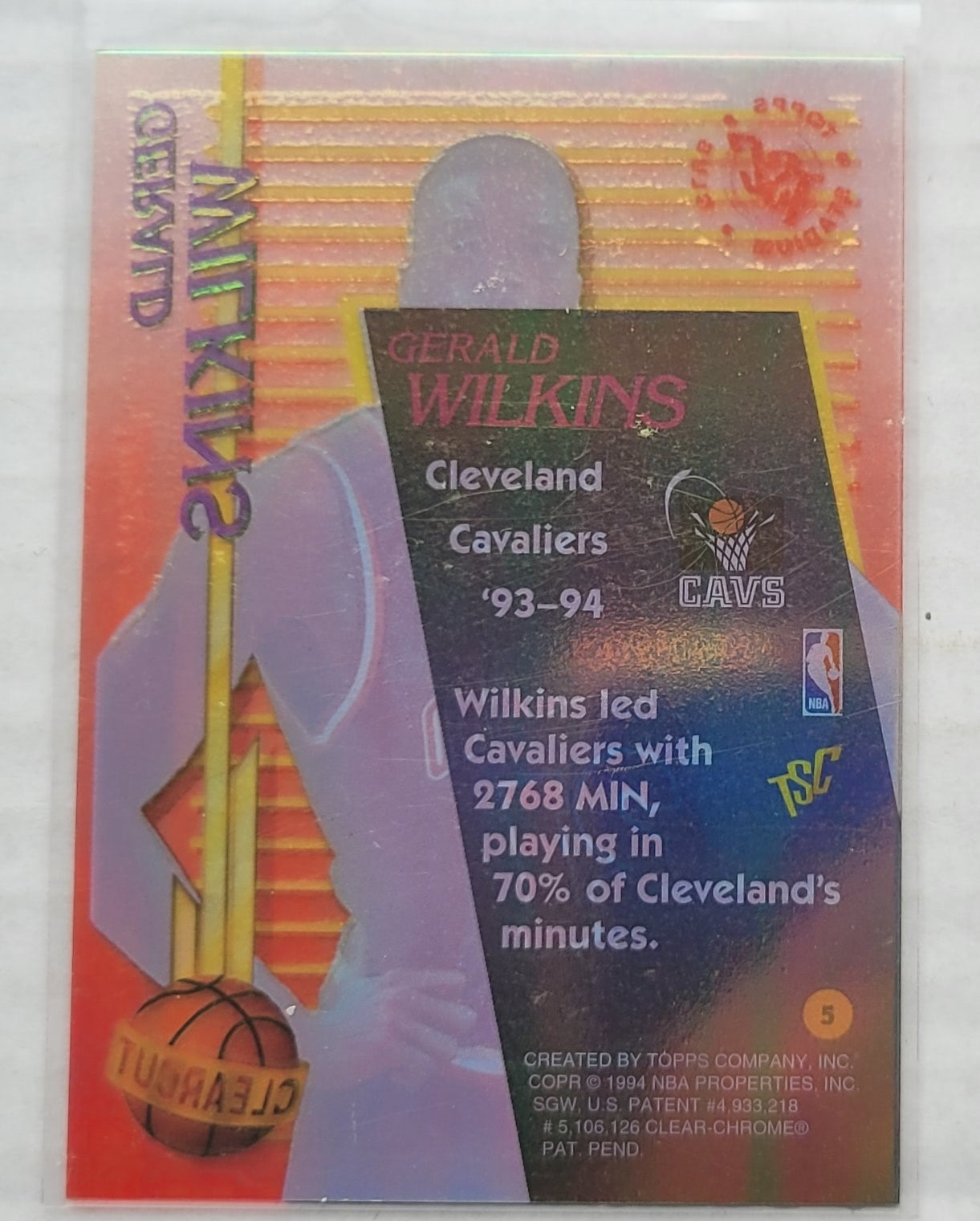 Gerald Wilkins - 1994-95 Stadium Club Clear Cut #5