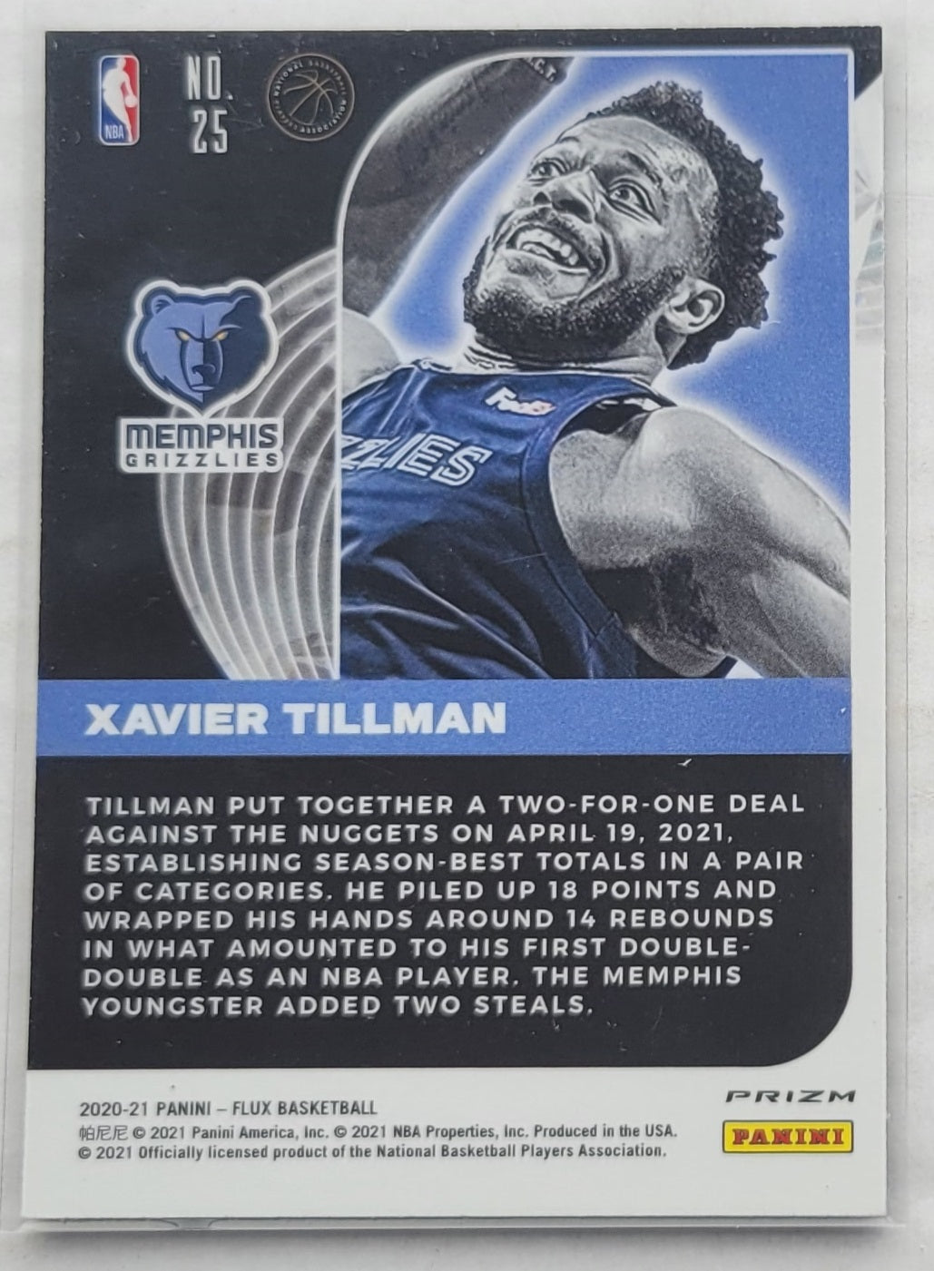Xavier Tillman - 2020-21 Panini Flux Incoming Silver #25