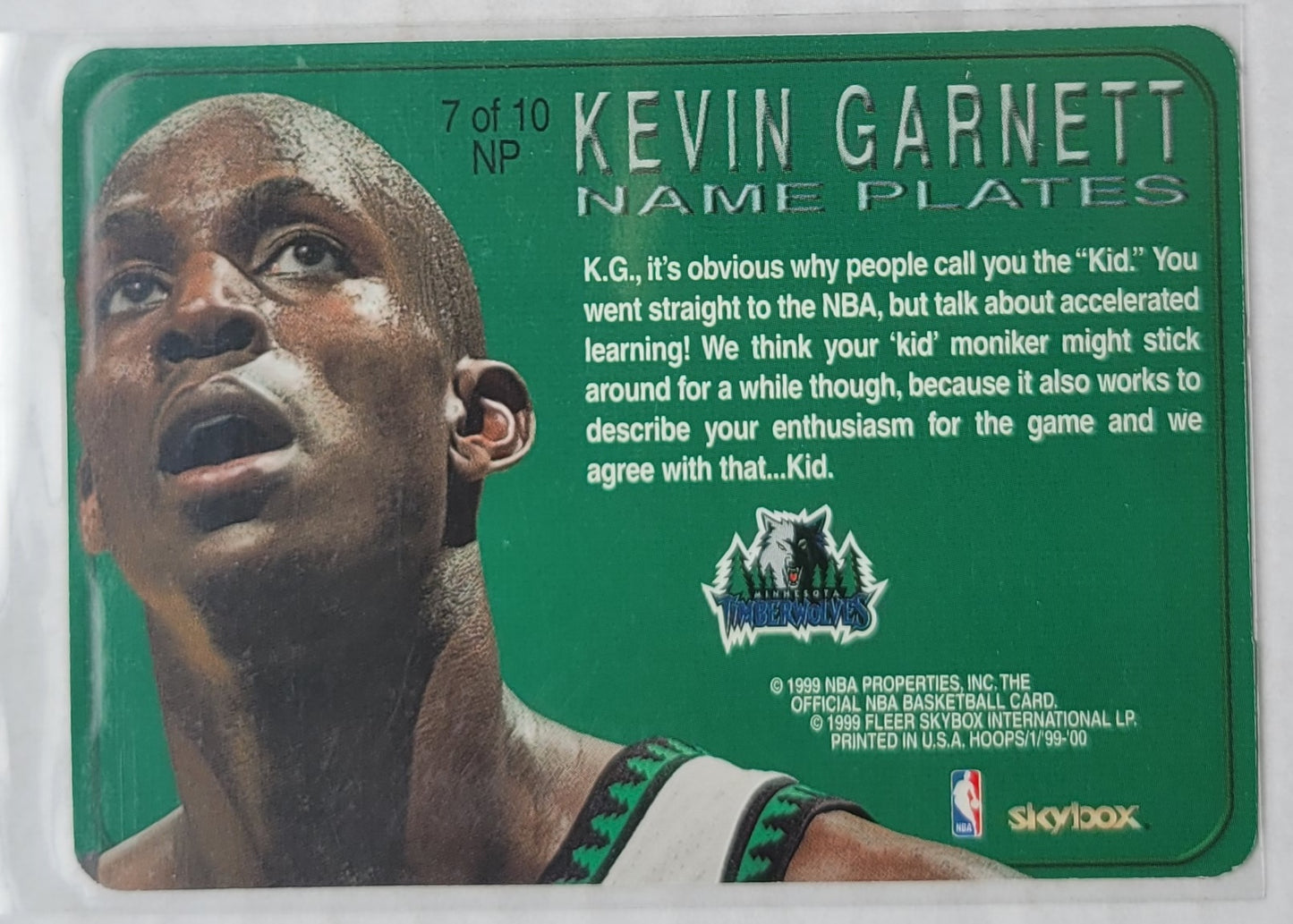 Kevin Garnett - 1999-00 Hoops Name Plates #NP7