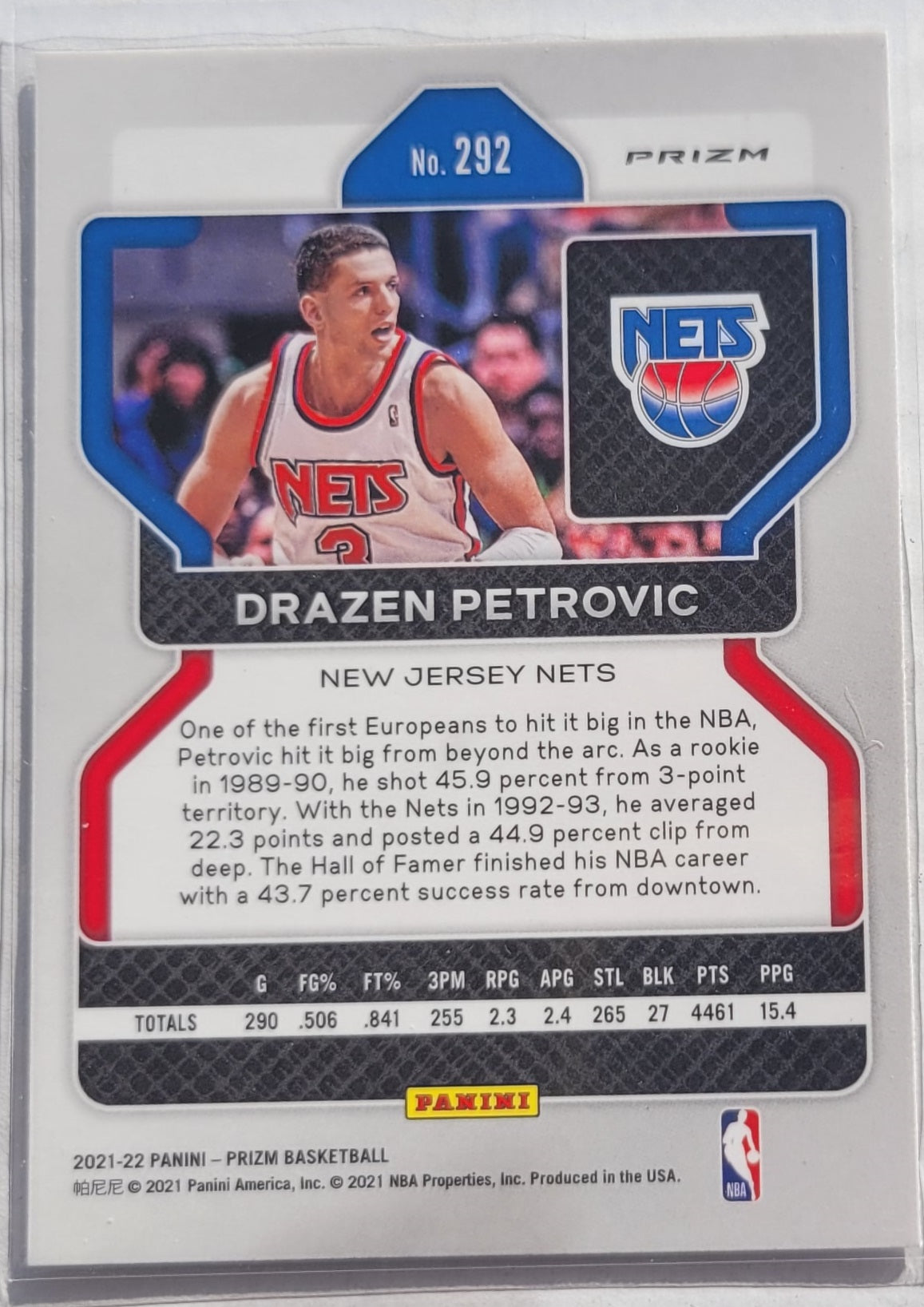 Drazen Petrovic - 2021-22 Panini Prizm Prizms Ice #292
