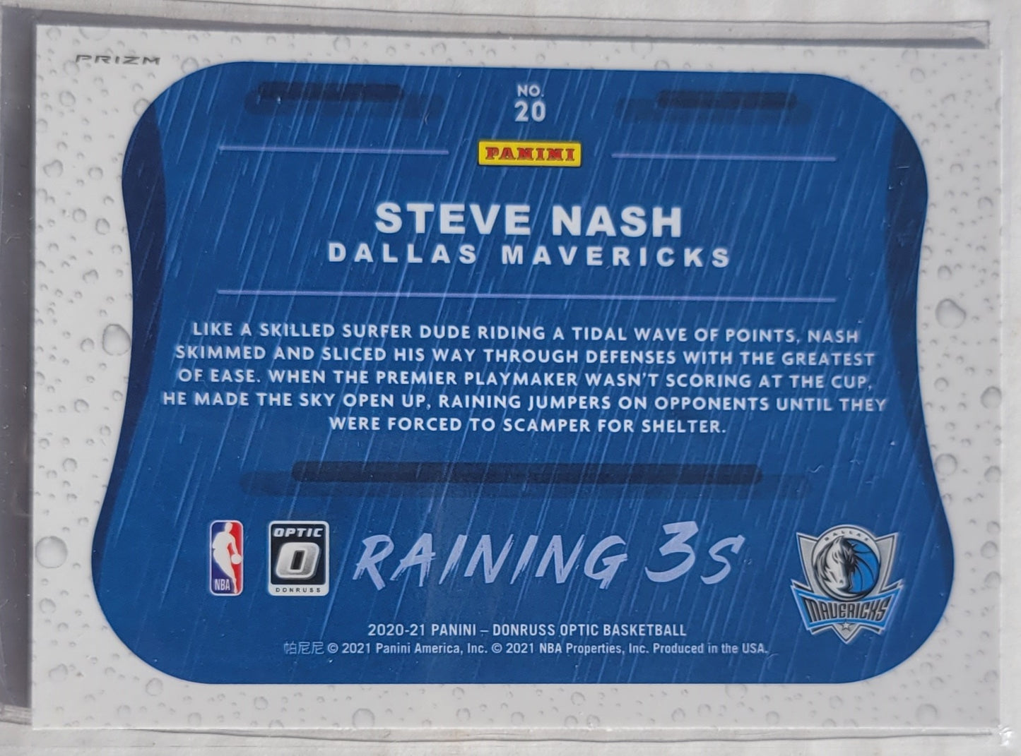 Steve Nash - 2020-21 Donruss Optic Raining 3s Fast Break #20