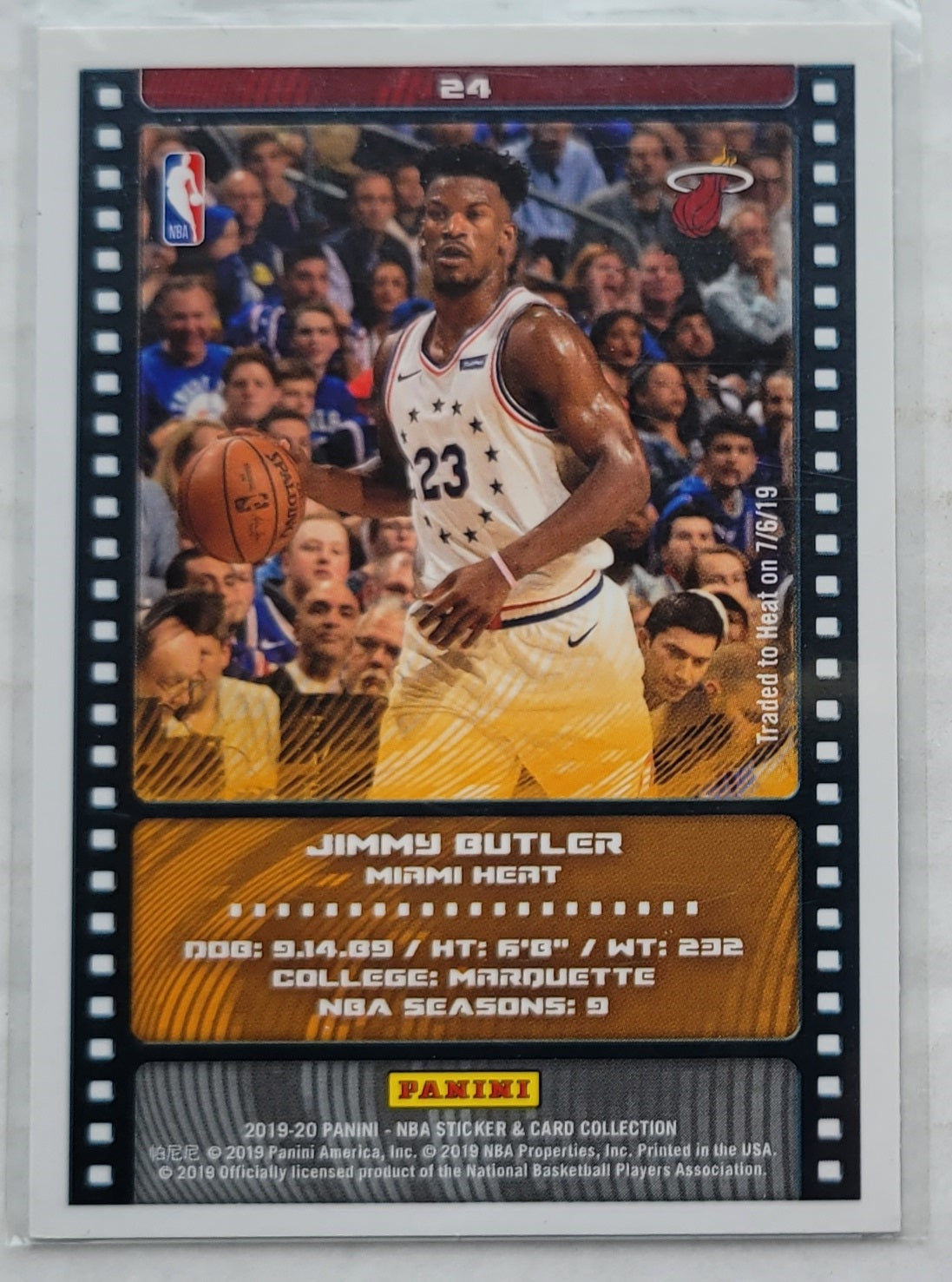 Jimmy Butler - 2019-20 Panini Stickers Cards Blue Foil #24 - 040/299