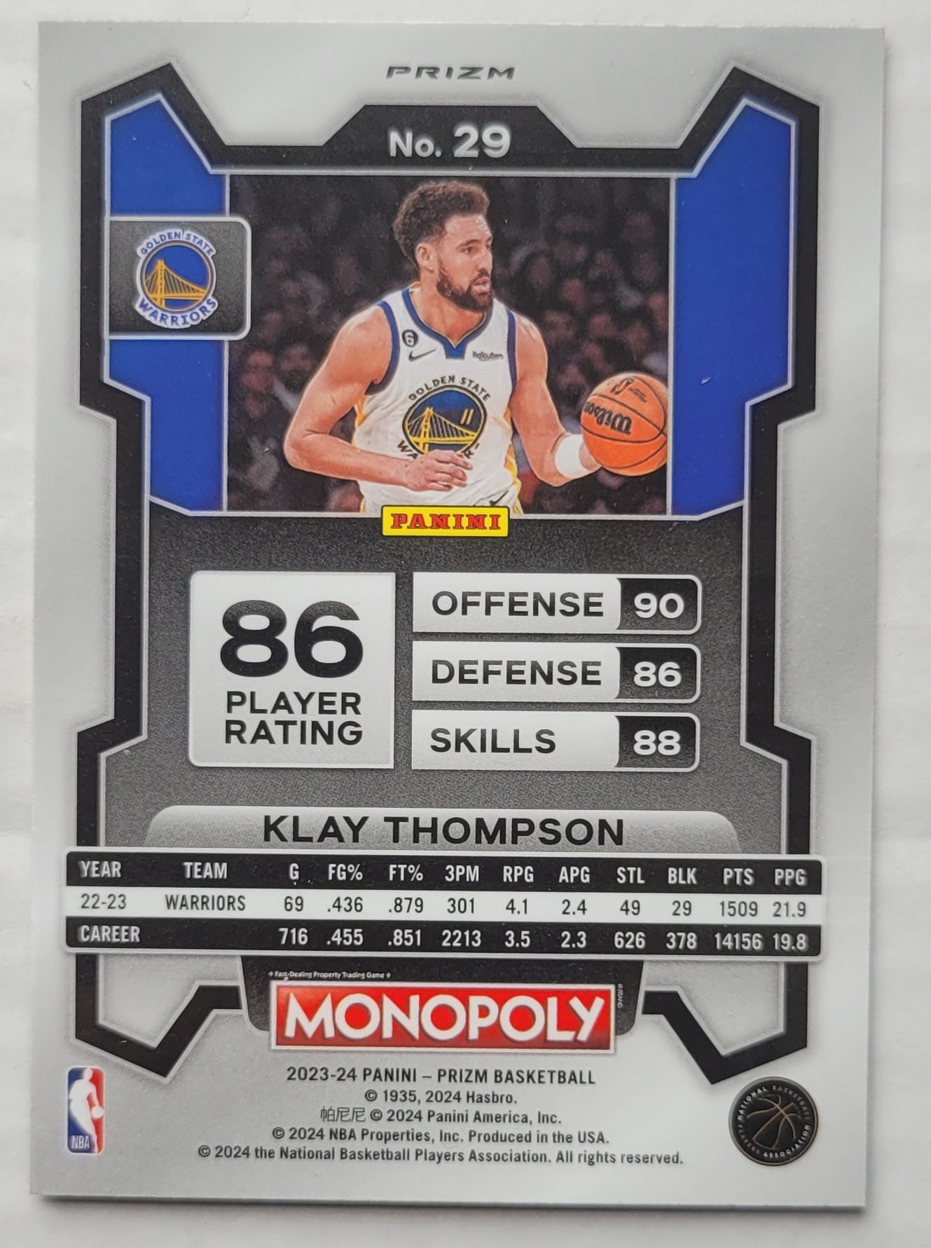 Klay Thompson - 2023-24 Panini Prizm Monopoly Purple #29