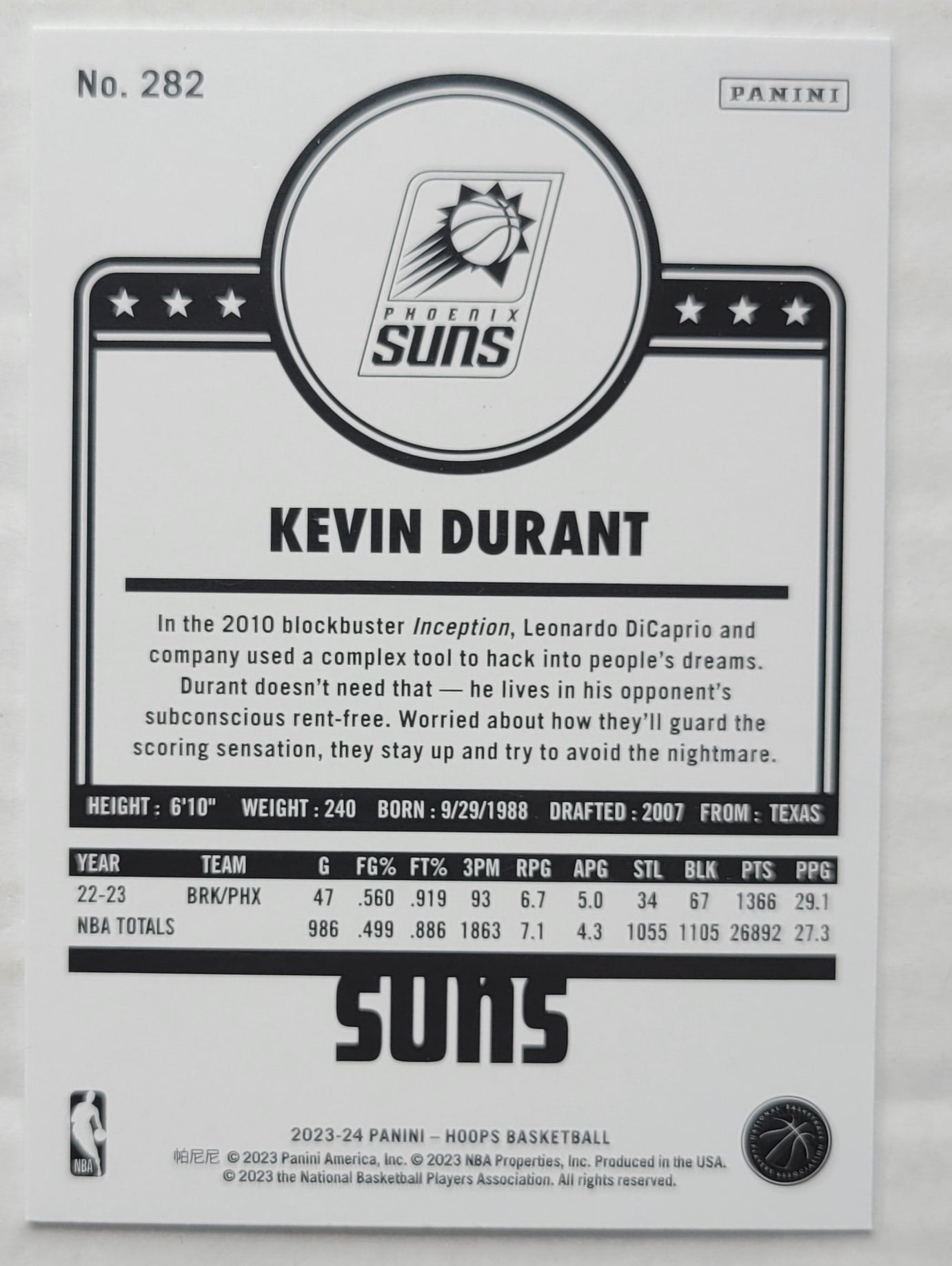 Kevin Durant - 2023-24 Hoops #282