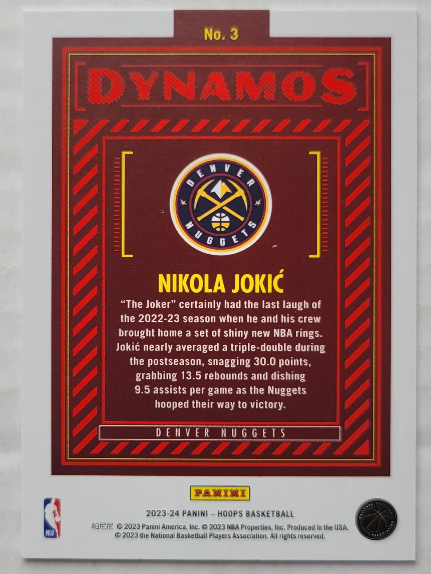 Nikola Jokic - 2023-24 Hoops Dynamos #3