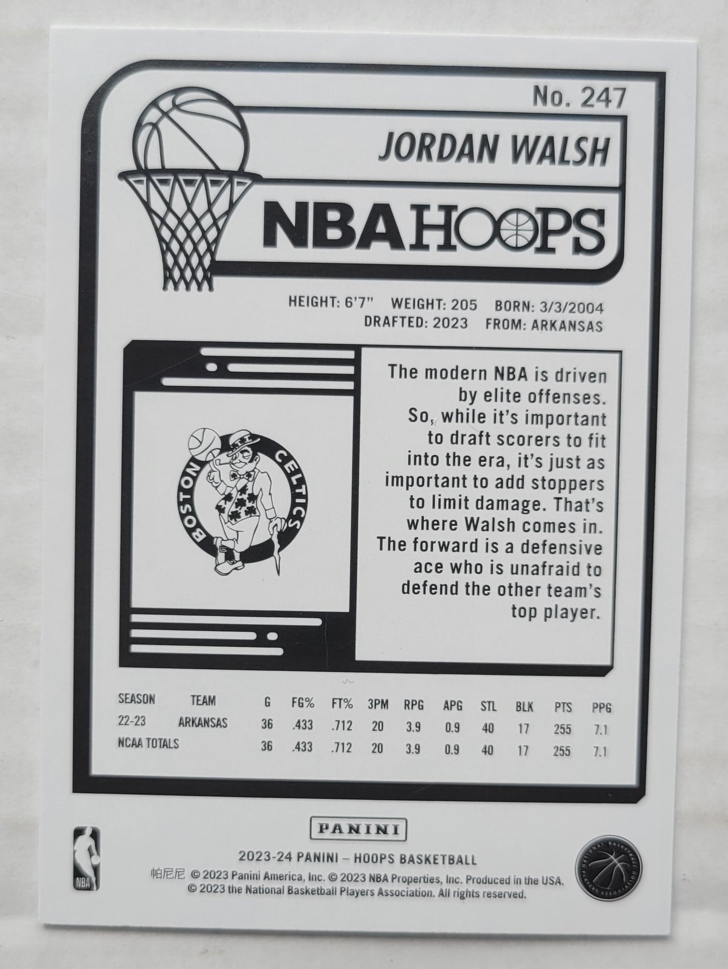 Jordan Walsh - 2023-24 Hoops #247 RC