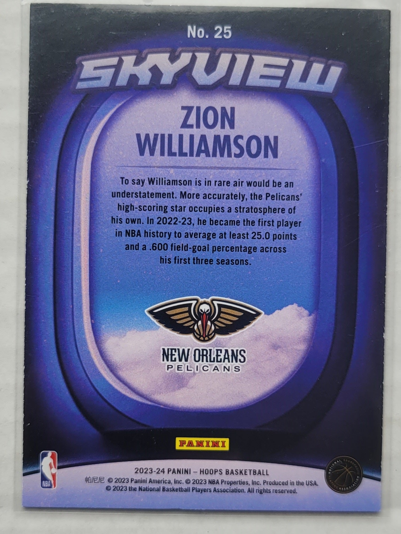 Zion Williamson - 2023-24 Hoops Skyview #25