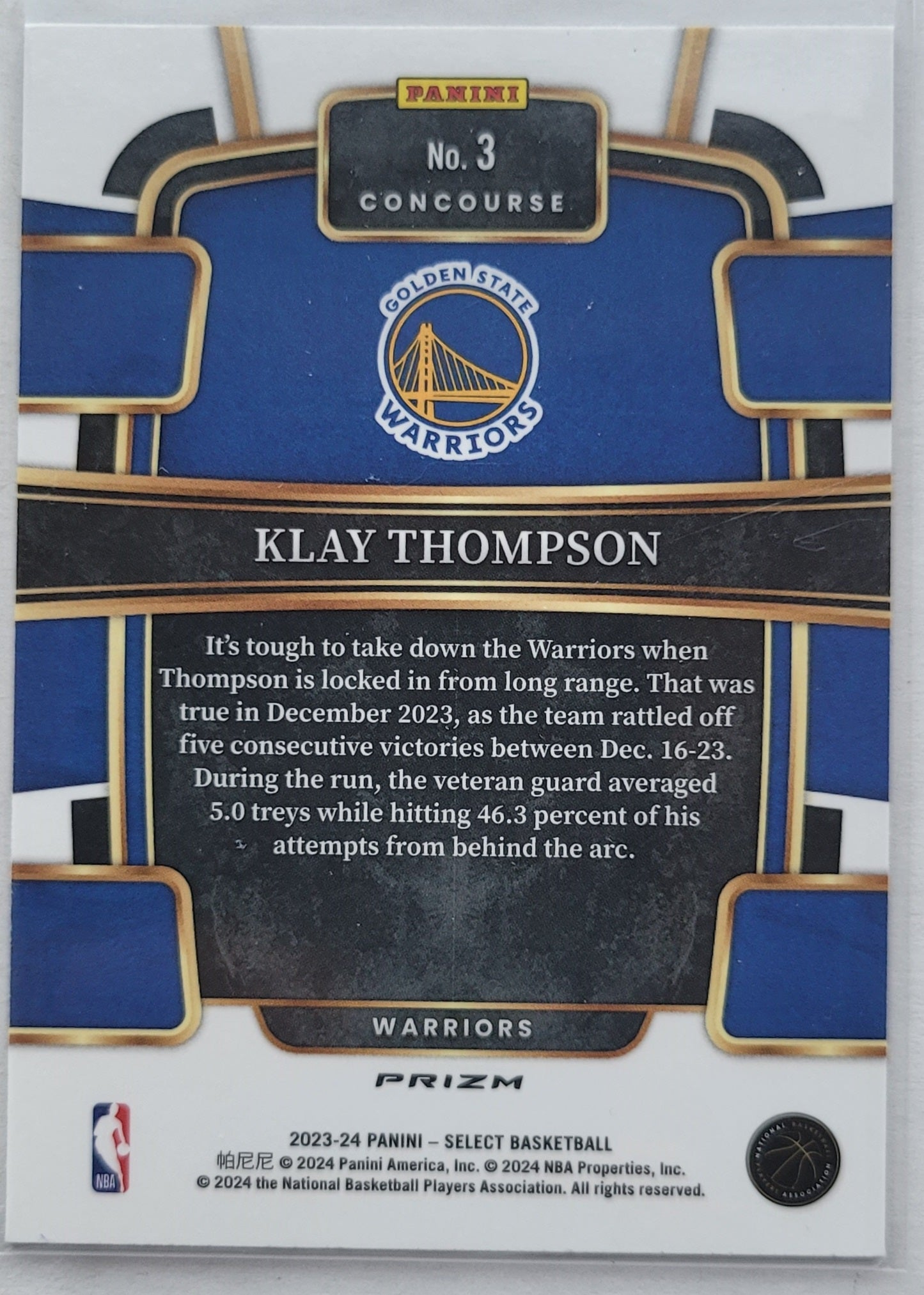 Klay Thompson - 2023-24 Select Prizms Blue Cracked Ice #3