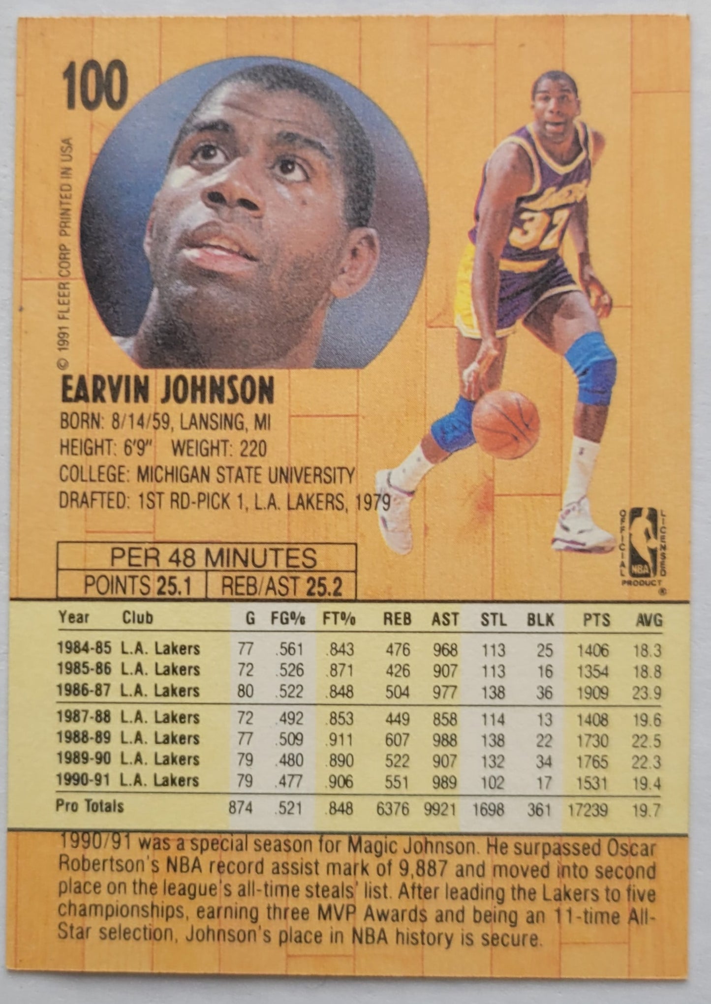 Magic Johnson - 1991-92 Fleer #100