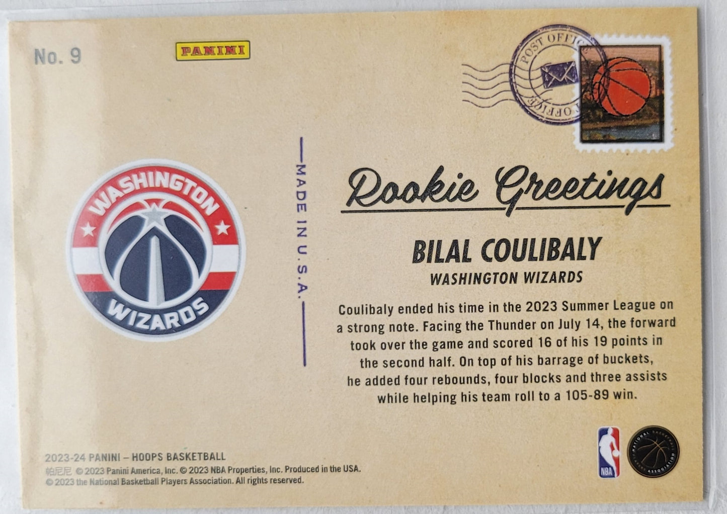 Bilal Coulibaly - 2023-24 Hoops Rookie Greetings Winter #9