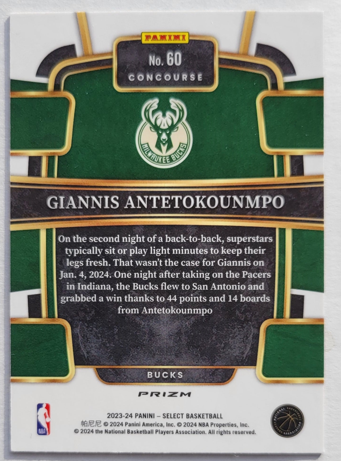 Giannis Antetokounmpo - 2023-24 Select Prizms Blue Cracked Ice #60